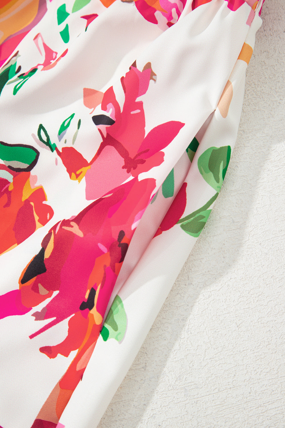 Floral Print V Neck Ruffle Sleeve Plus Size Midi Dress