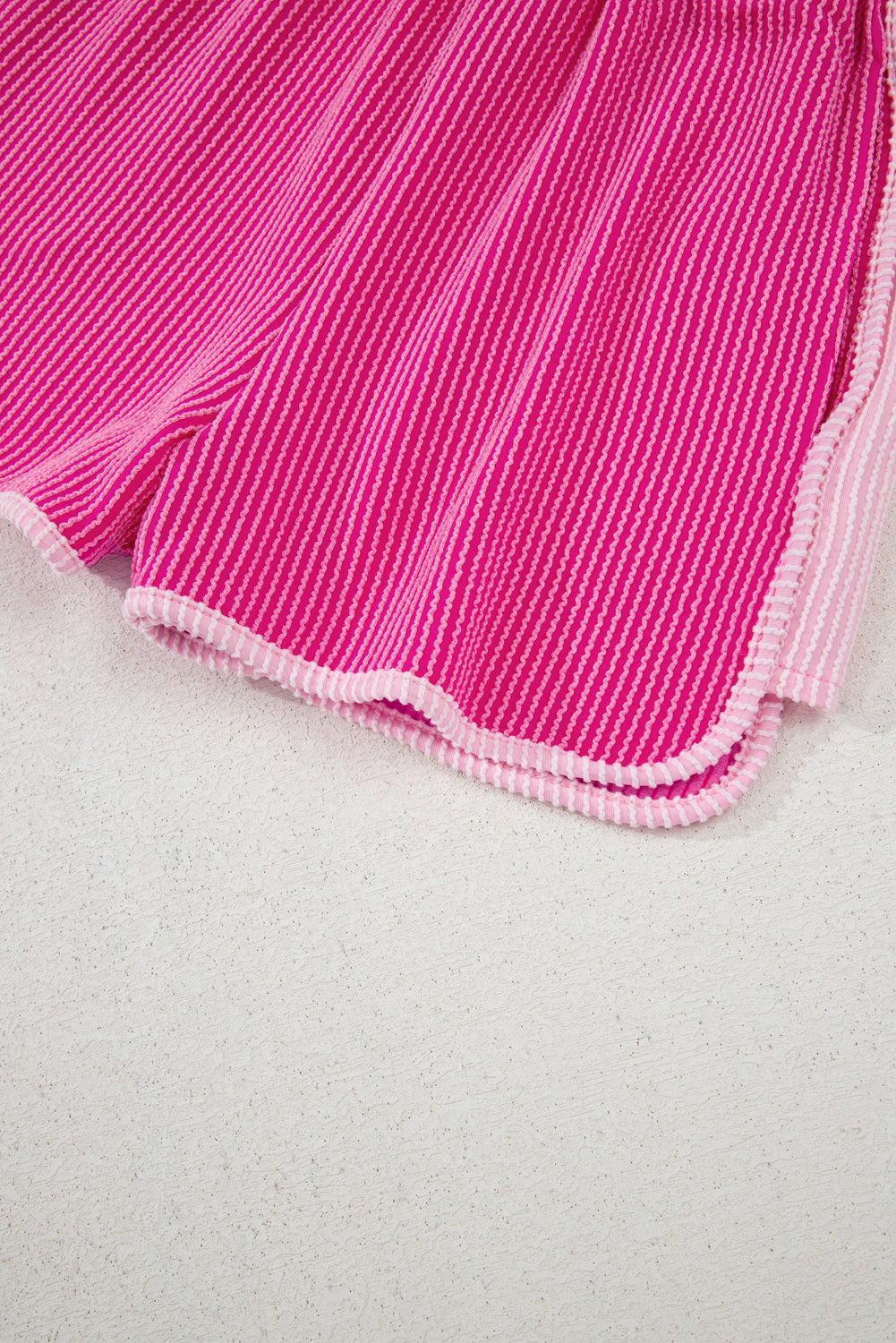 3D Spiral Ribbed Texture 2 Tones Patchwork Short Set