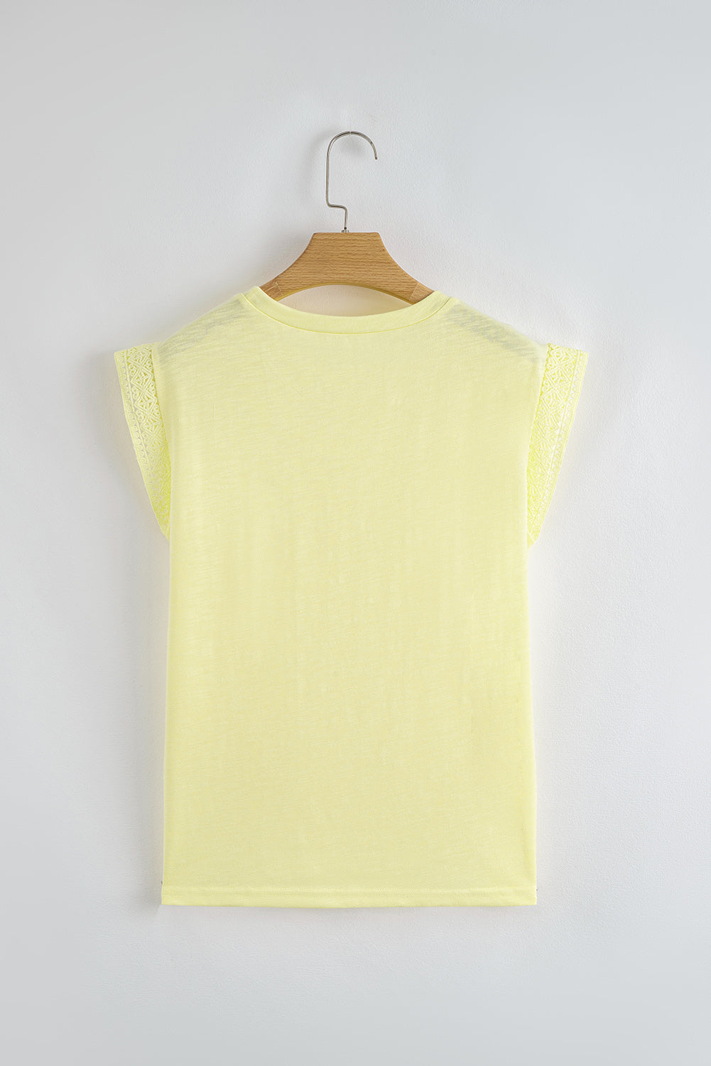 Lace Patchwork Cap Sleeve Round Neck T Shirt