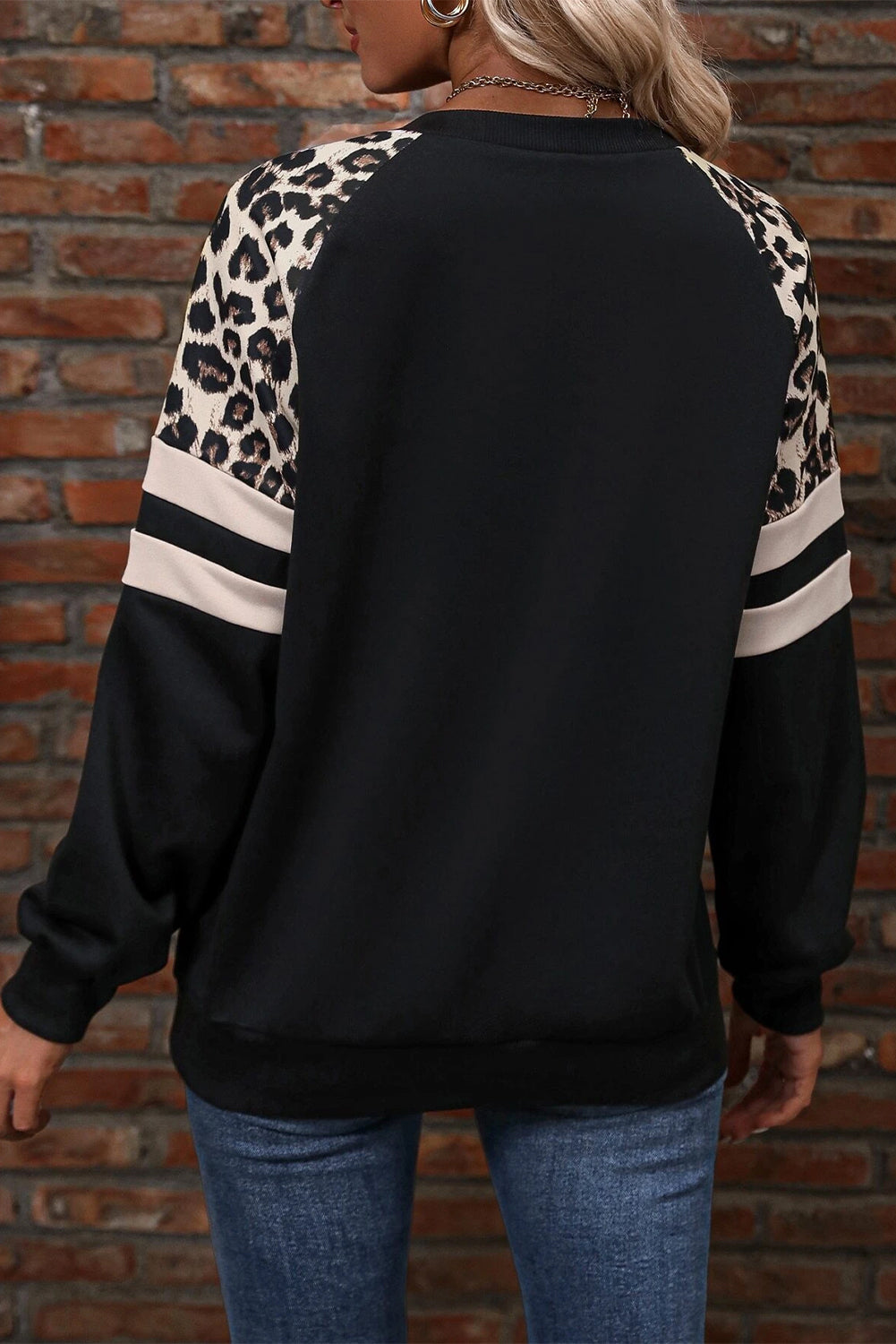 Leopard Print Colorblock Raglan Sleeve Sweatshirt Size 18
