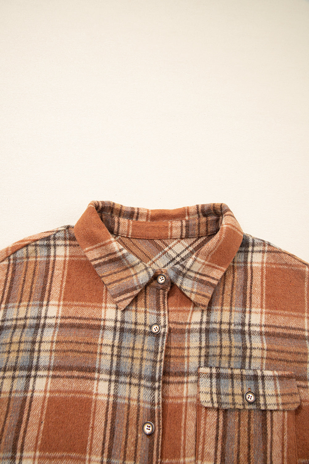 Plaid Print Flap Pocket Buttoned Plus Size Shacket