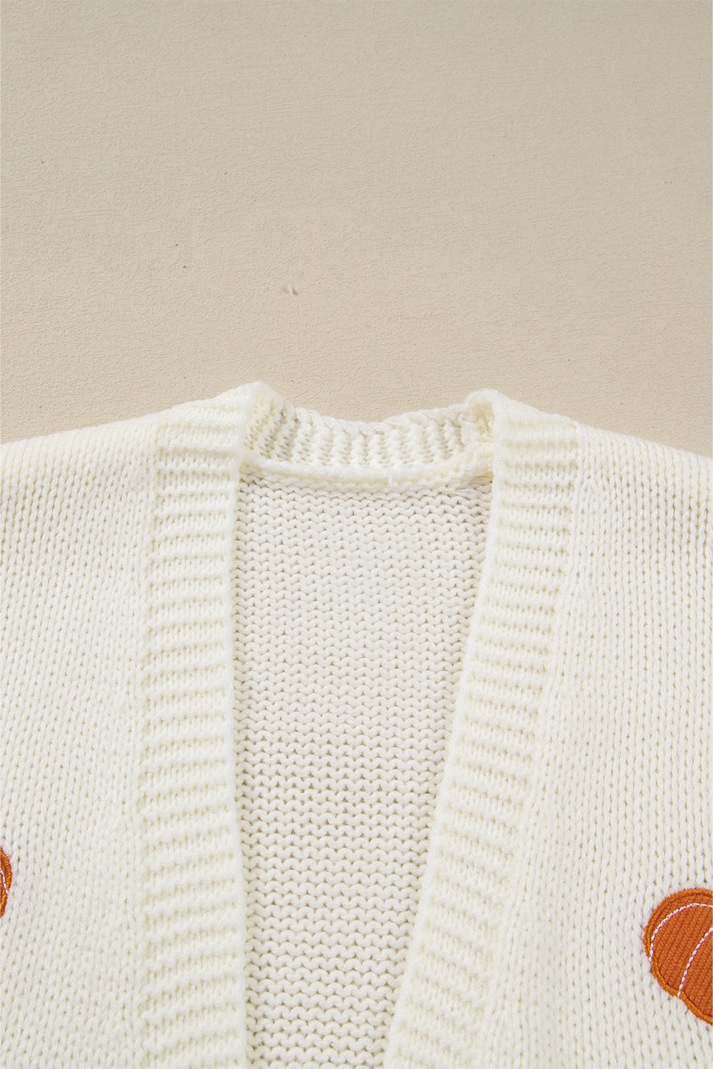 Pumpkin Print Open Front Drop Shoulder Midi Cardigan