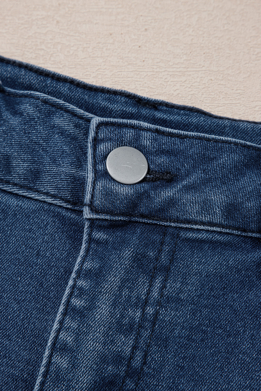 Scalloped Hemline Acid Wash High Waist Denim Shorts