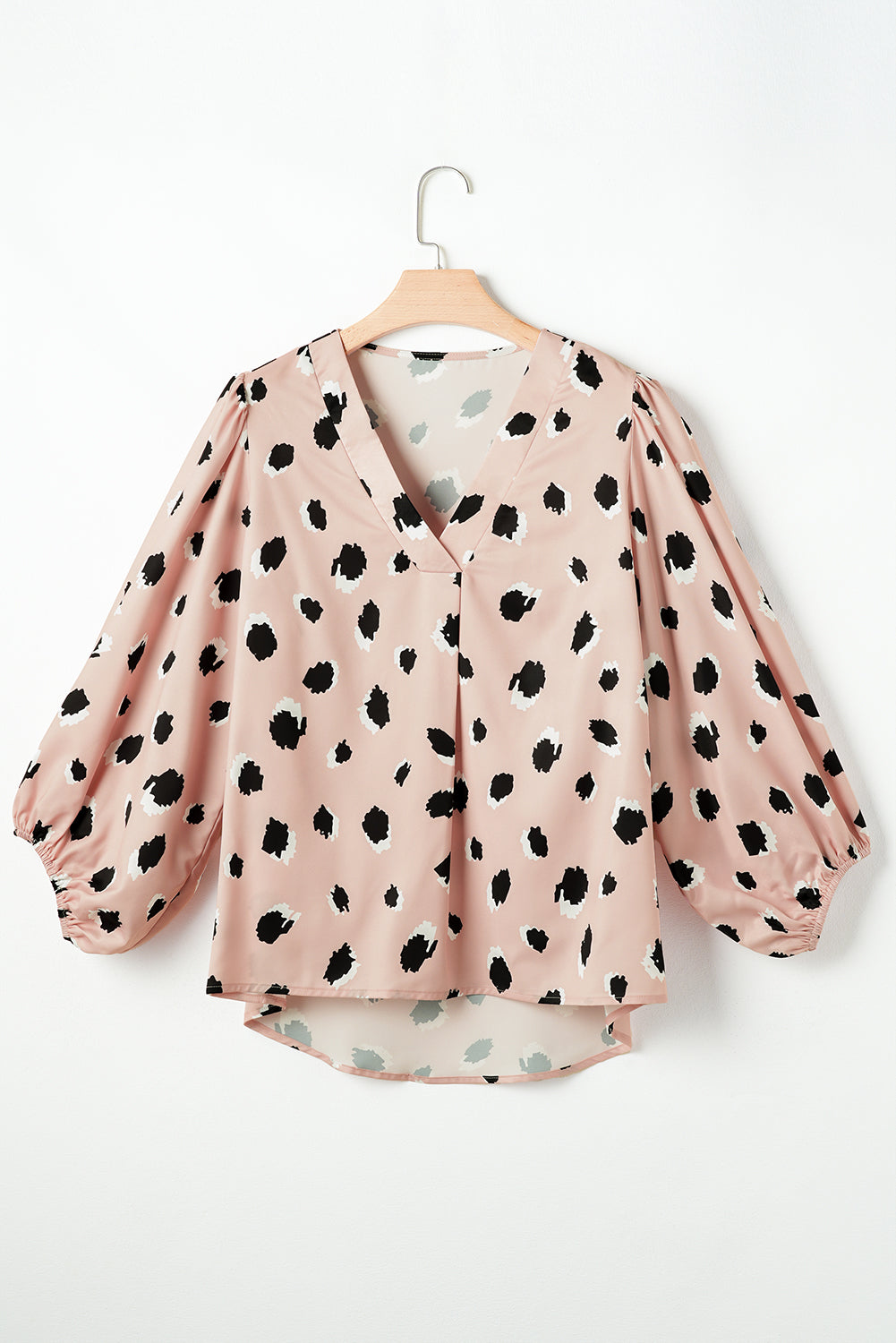 Classic Leopard V Neck Bracelet Sleeve Blouse
