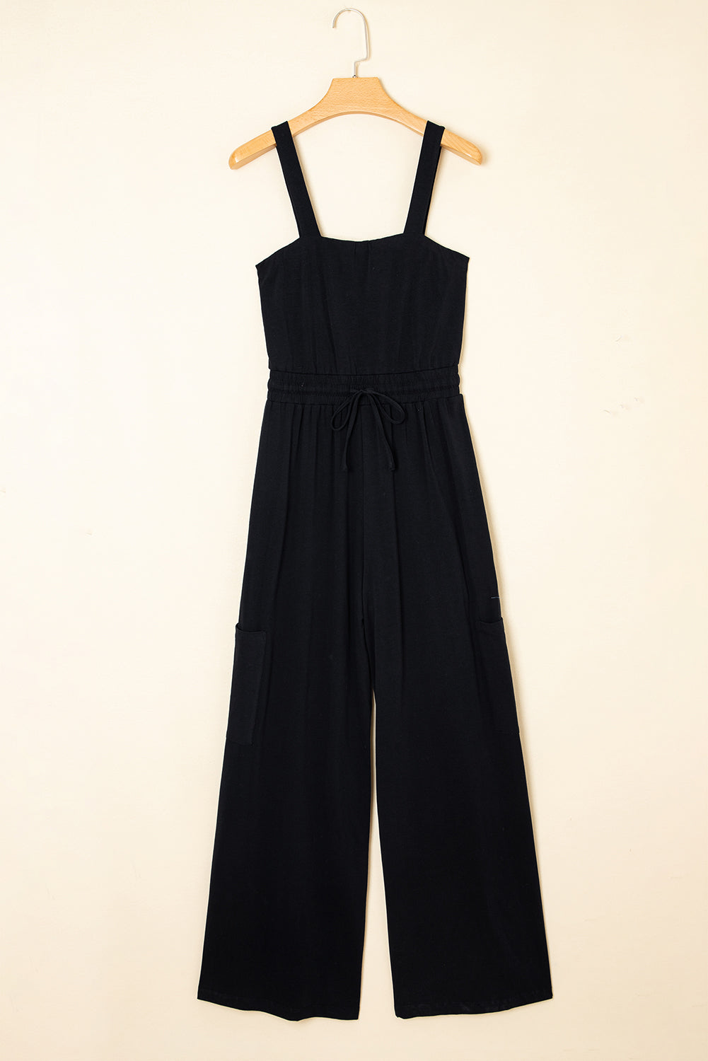 Drawstring Wide Leg Cargo Pockets Sleeveless Jumpsuit