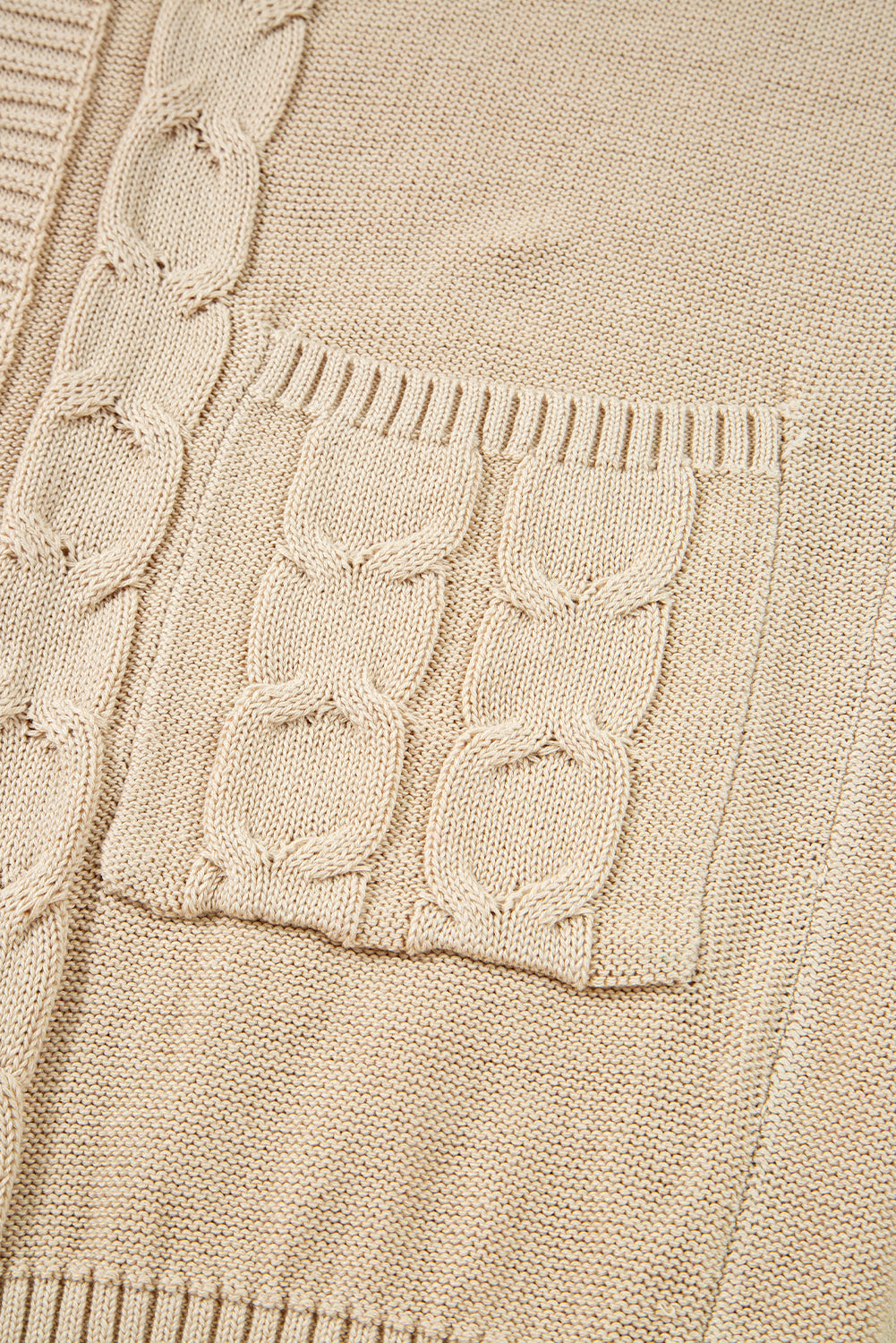 Cable Knit Braided Tie Sleeve Plus Size Open Cardigan