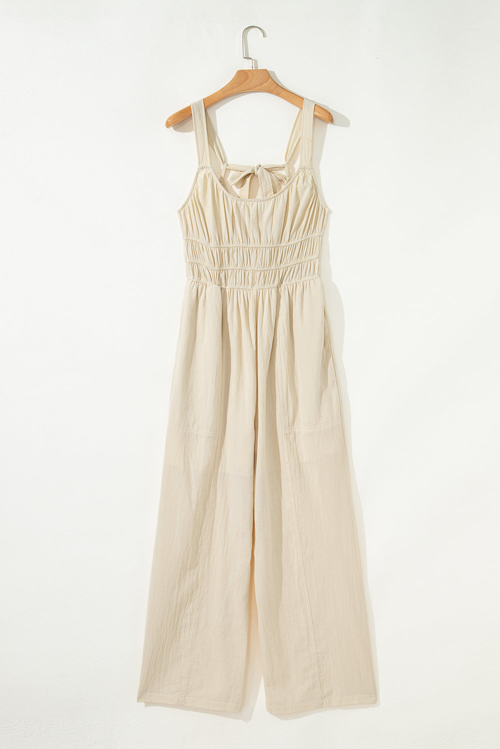 Ruched High Waist Sleeveless Wide Leg Jumpsuit