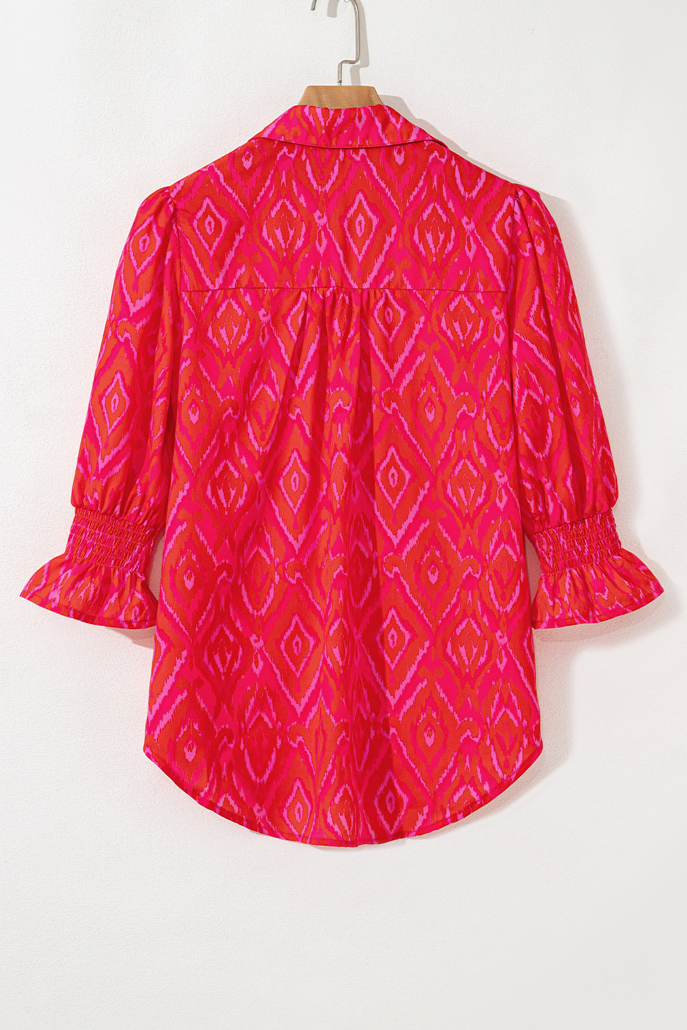 Western Aztec Geometric Ruffled 3/4 Sleeve Shirt