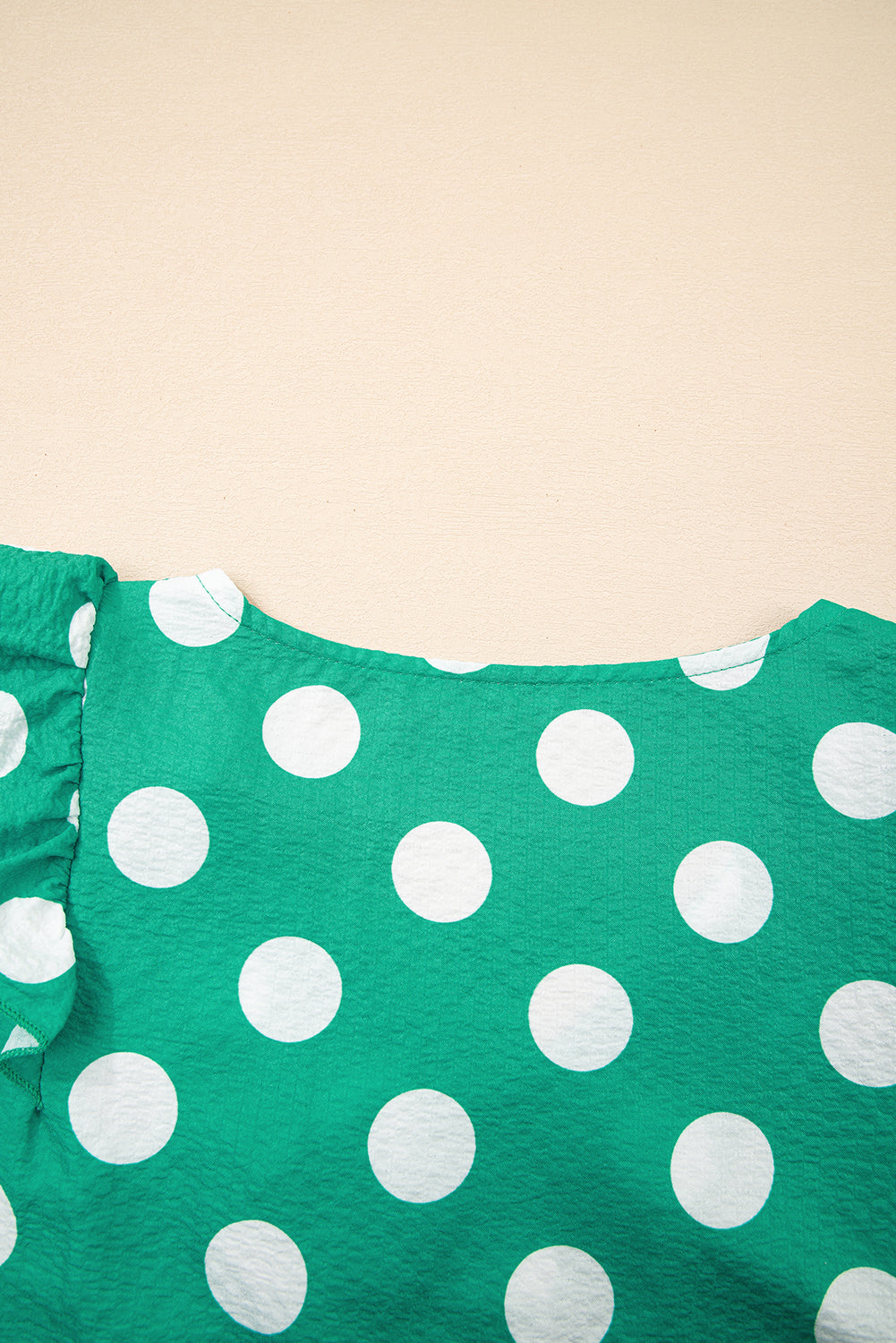 Polka Dot Print Ruffled Sleeve V Neck Blouse