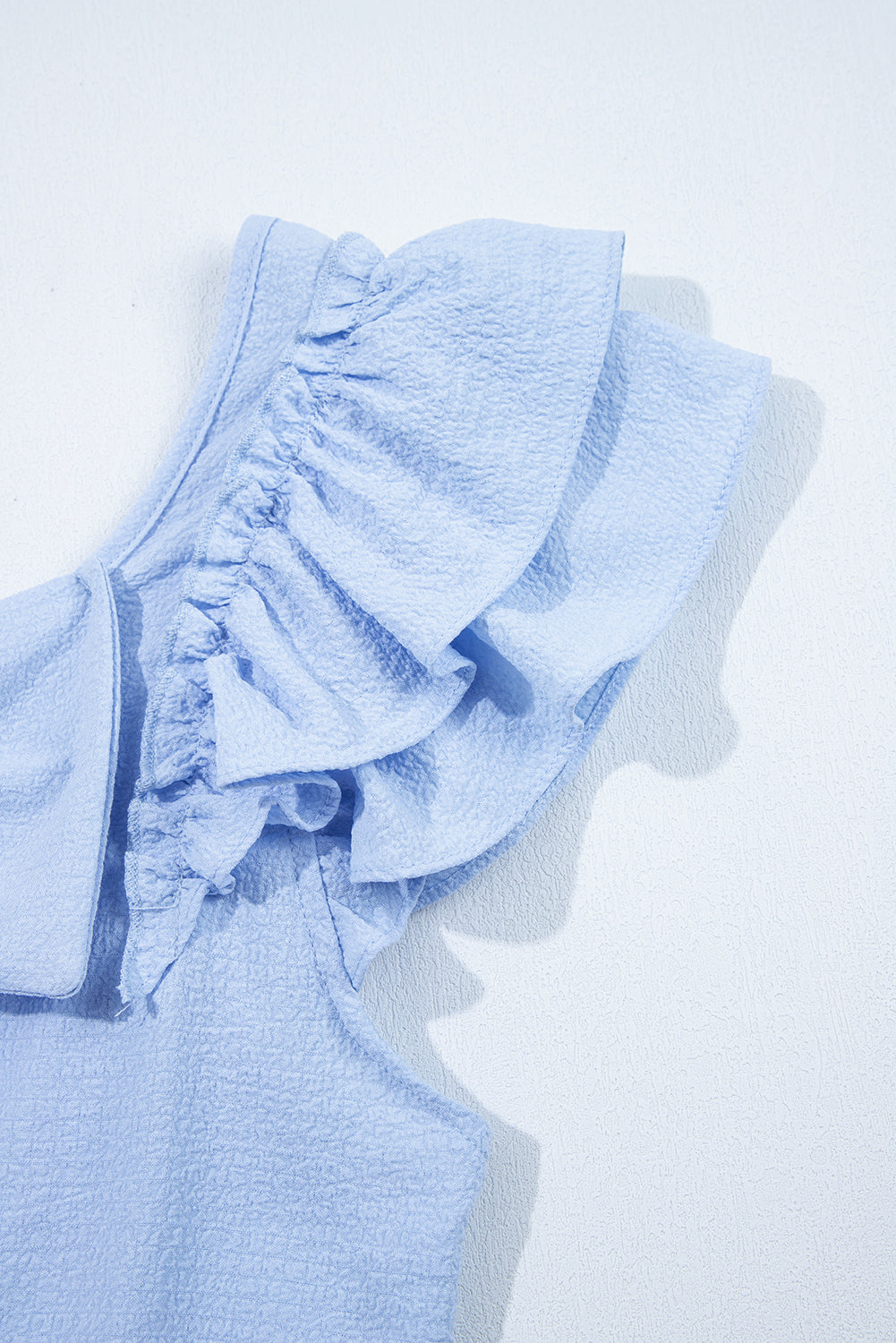 Textured Bow Knot Frilled Butterfly Sleeve Blouse