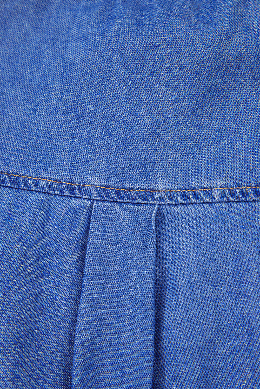 Mineral Wash Cap Sleeve Frilled Button Up Denim Shirt