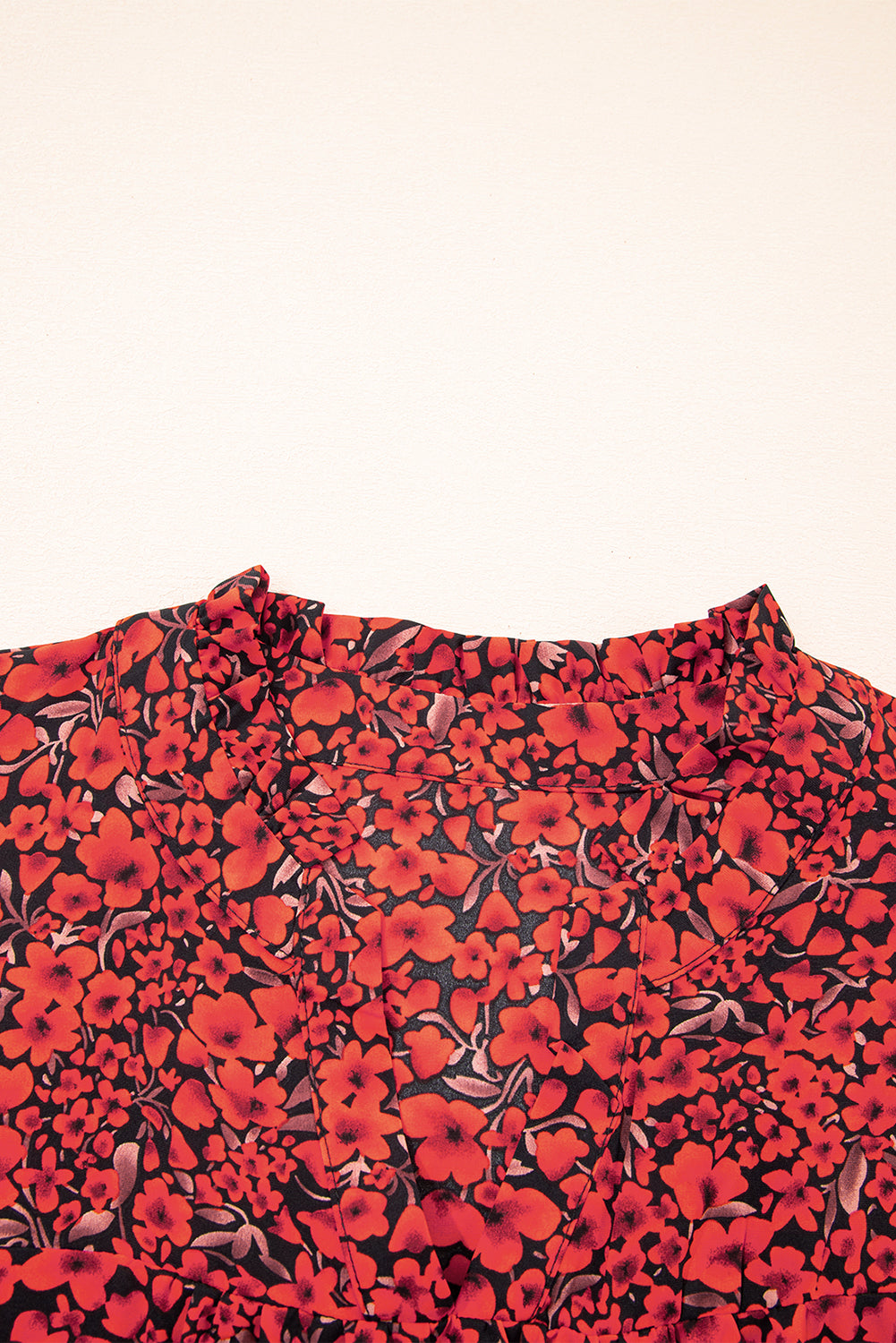 Floral Print Ruffle Sleeve Plus Size Shift Top