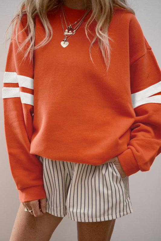 Varsity Striped Detail Drop Shoulder Oversized Sweatshirt