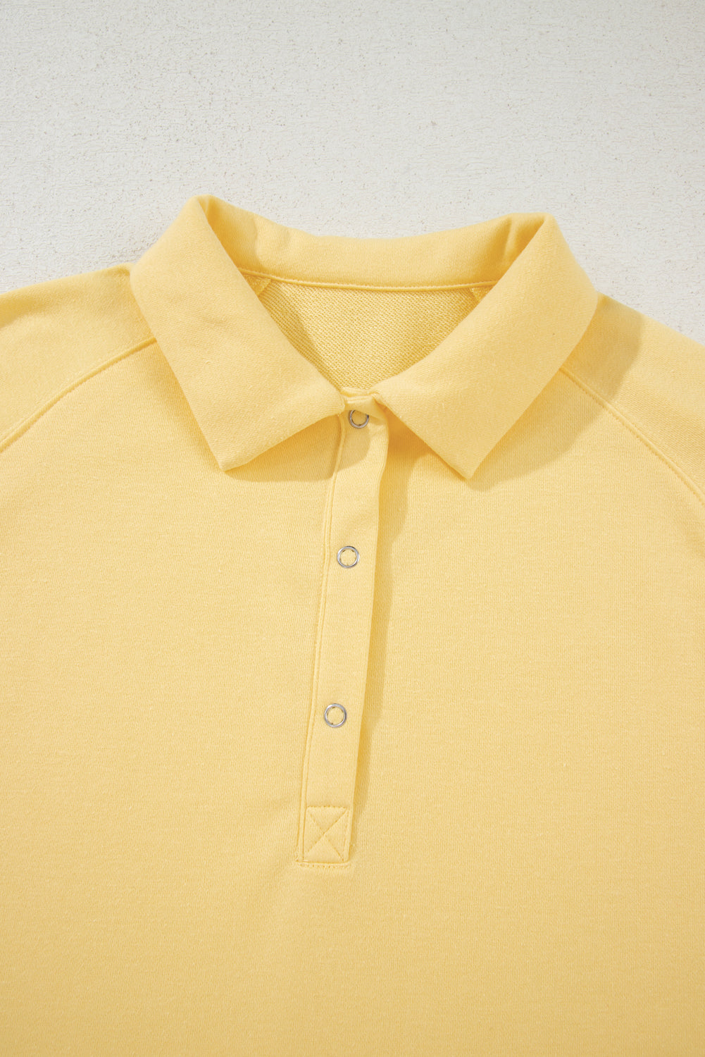 Button Collar Drop Shoulder Pullover and Shorts 2pcs Outfit