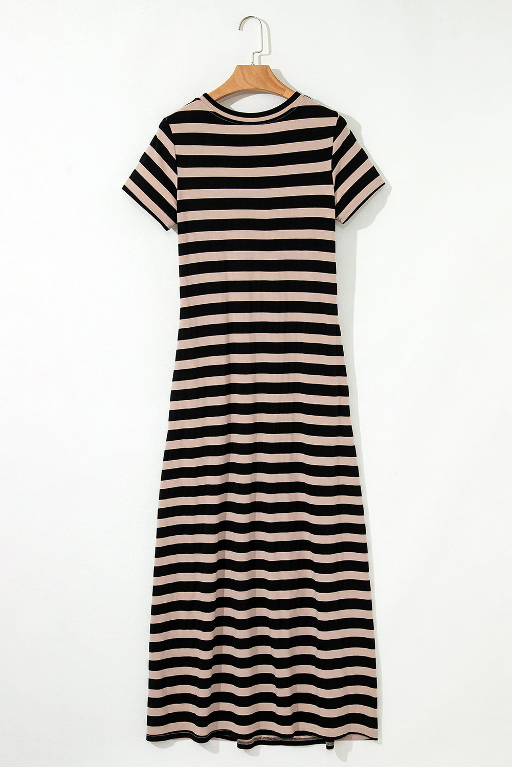 Casual Round Neck T-shirt Maxi Dress with Pockets
