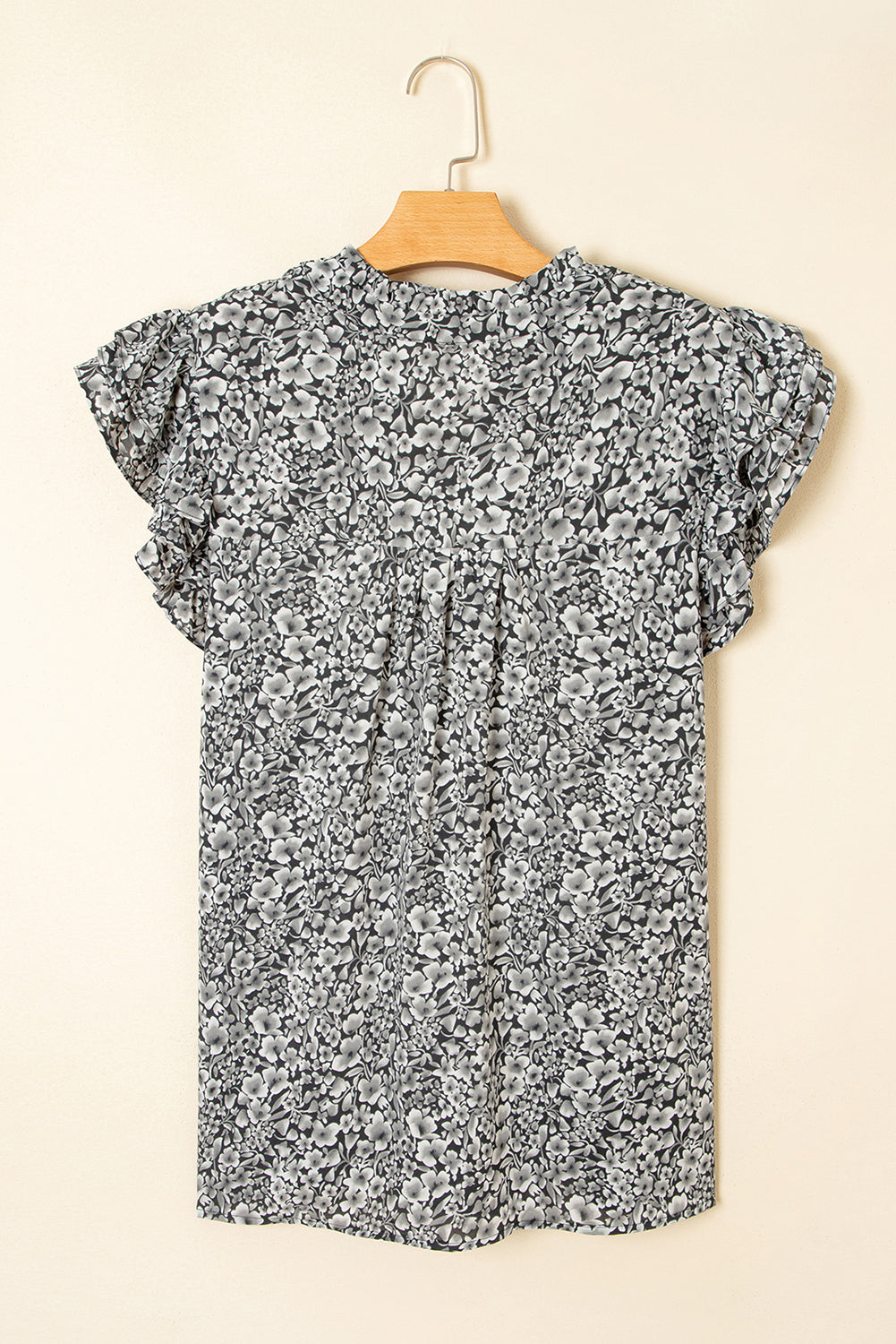 Floral Print Ruffle Sleeve Plus Size Shift Top