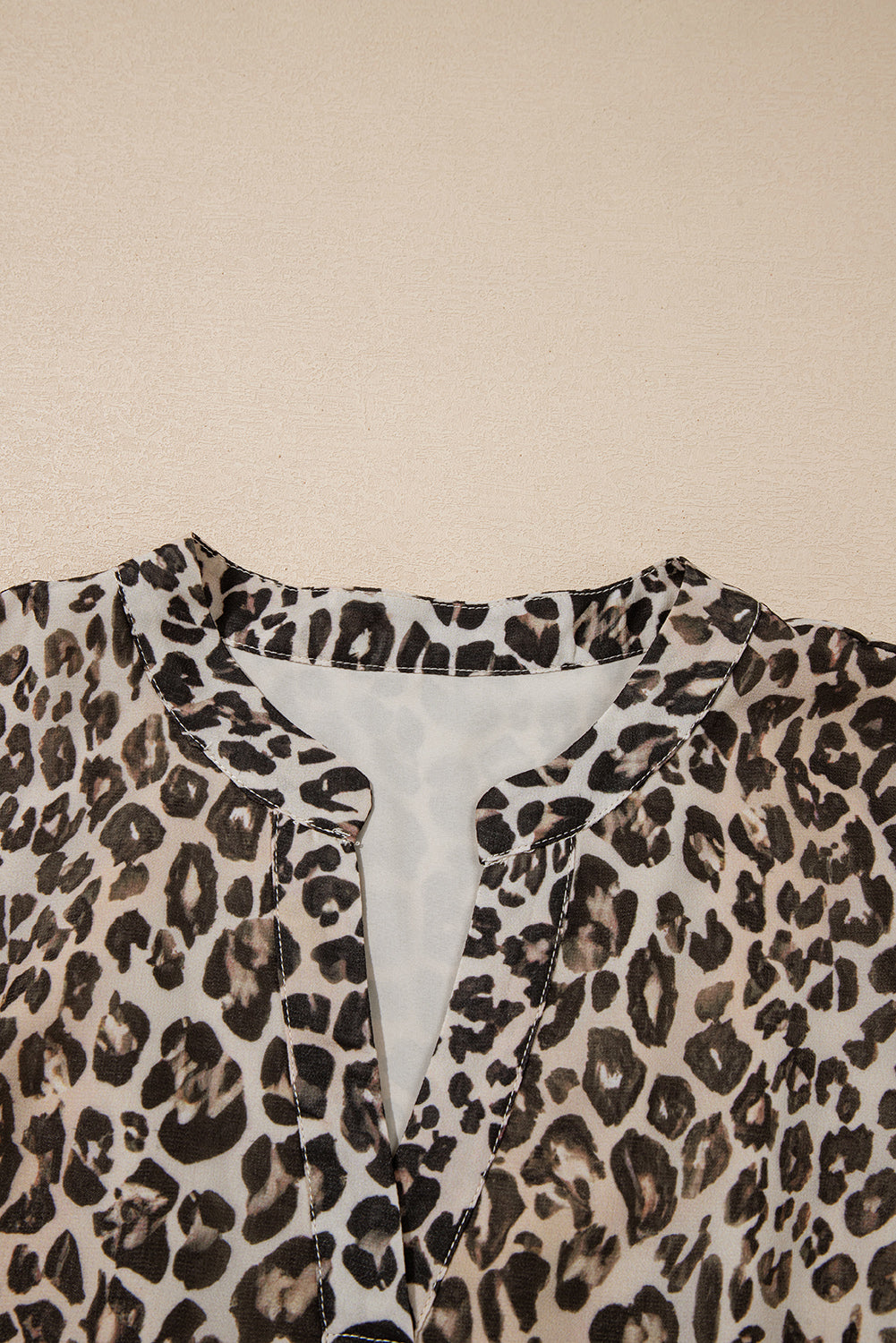 Leopard 3/4 Sleeve V Neck Swing Dress