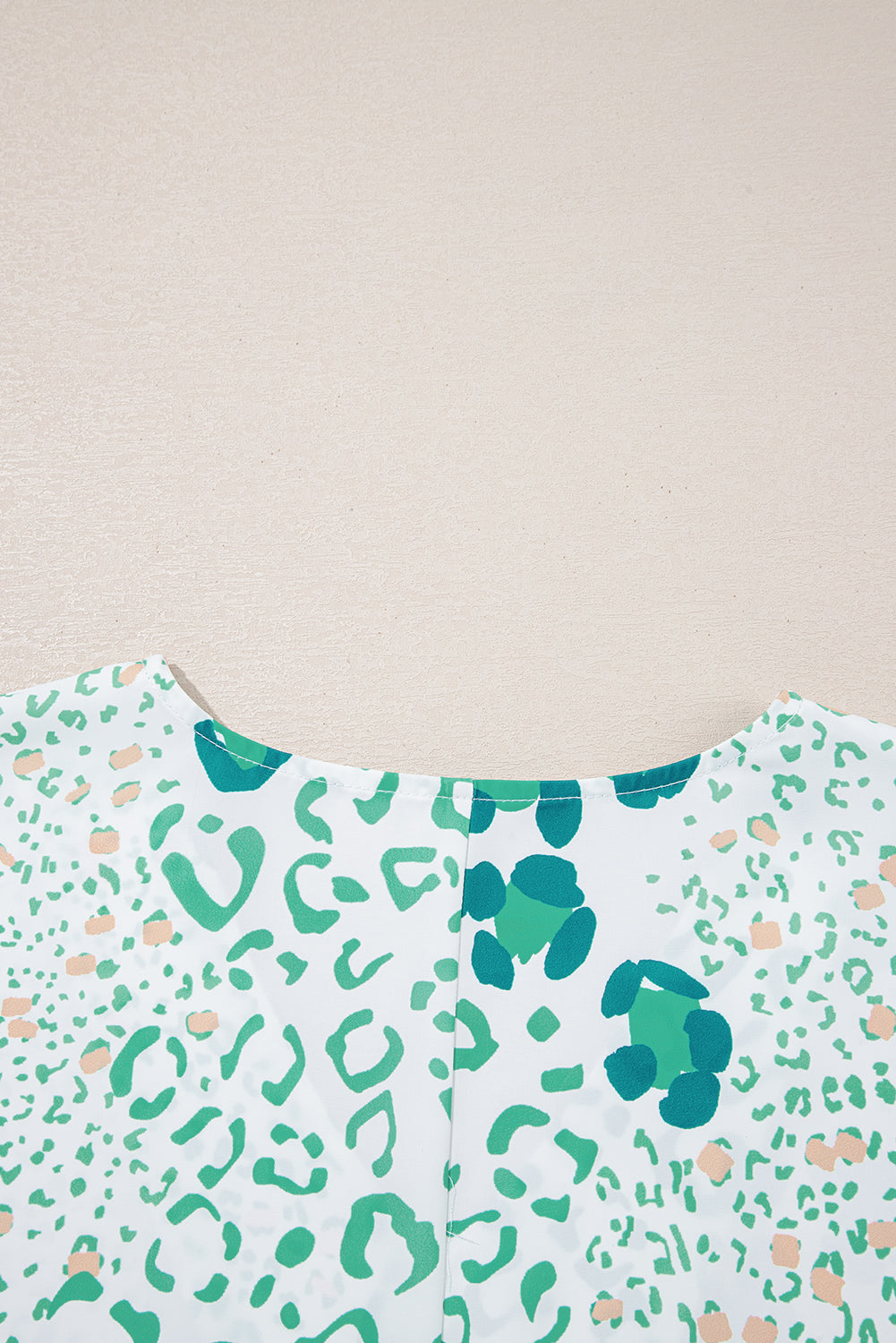 Mixed Leopard Print V Neck Short Sleeve Blouse