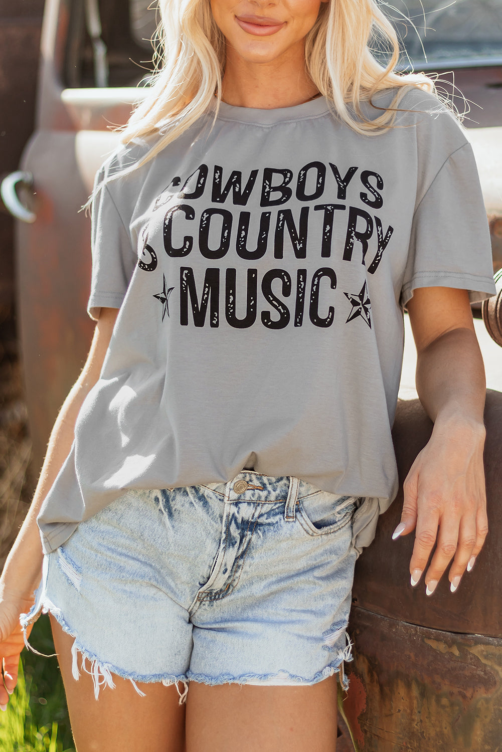 Cowboys & Country Music Graphic Crew Neck T Shirt