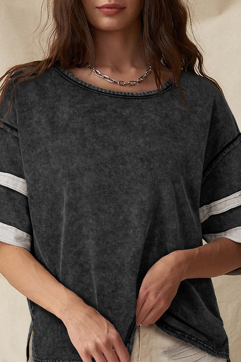 Varsity Stripe Half Sleeve Vintage Tee