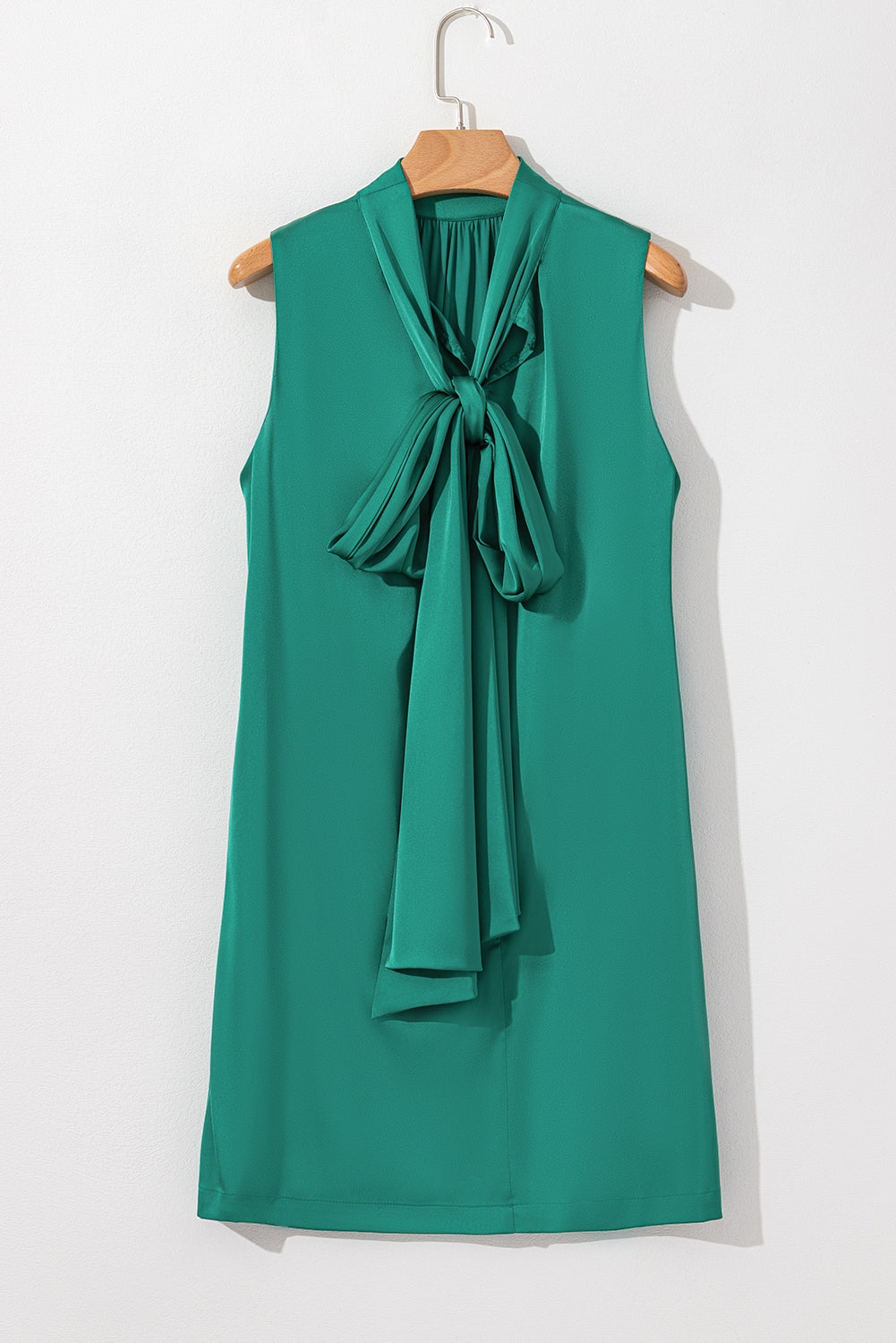 Bow Tie Satin Shift Sleeveless Mini Dress