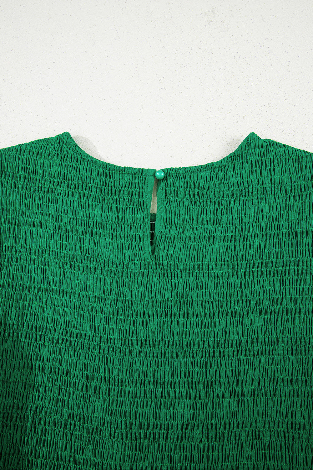 Solid Textured Smocked Puff Short Sleeve High Waist Long Dress