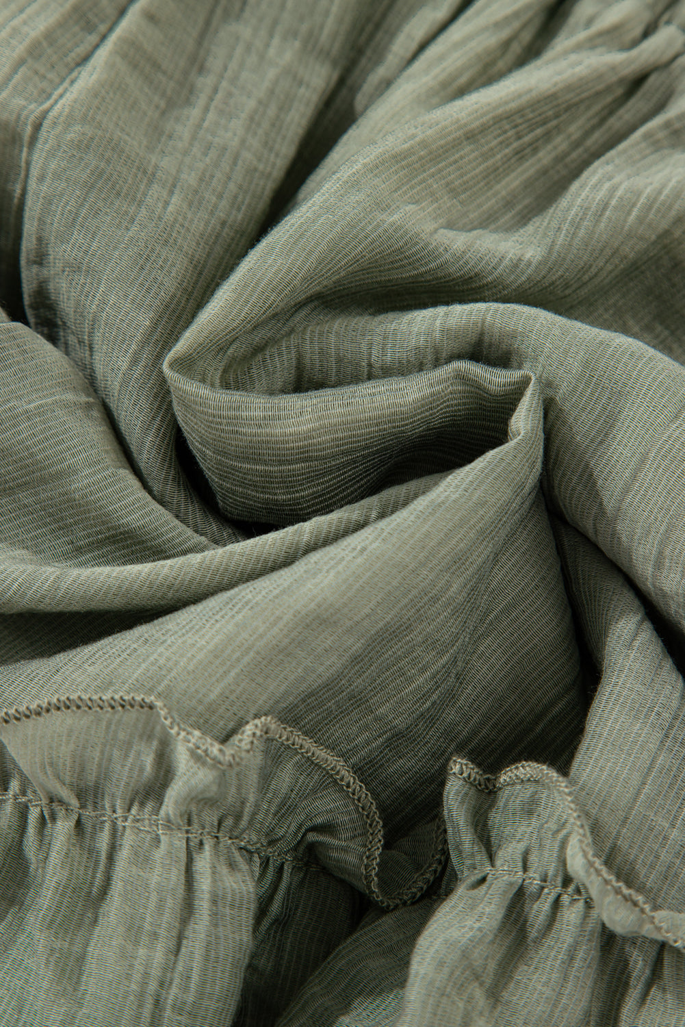 Textured Tie Waist Ruffle Hem Shorts