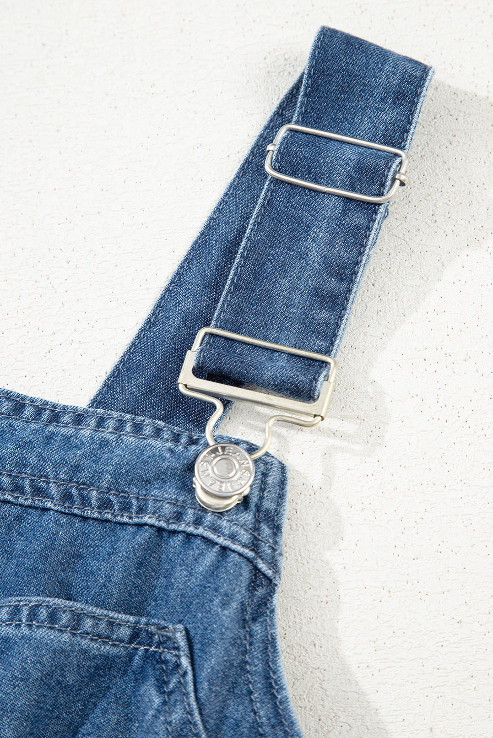 Buckle Straps Bib Style Drawstring Tied Backless Flared Denim Romper