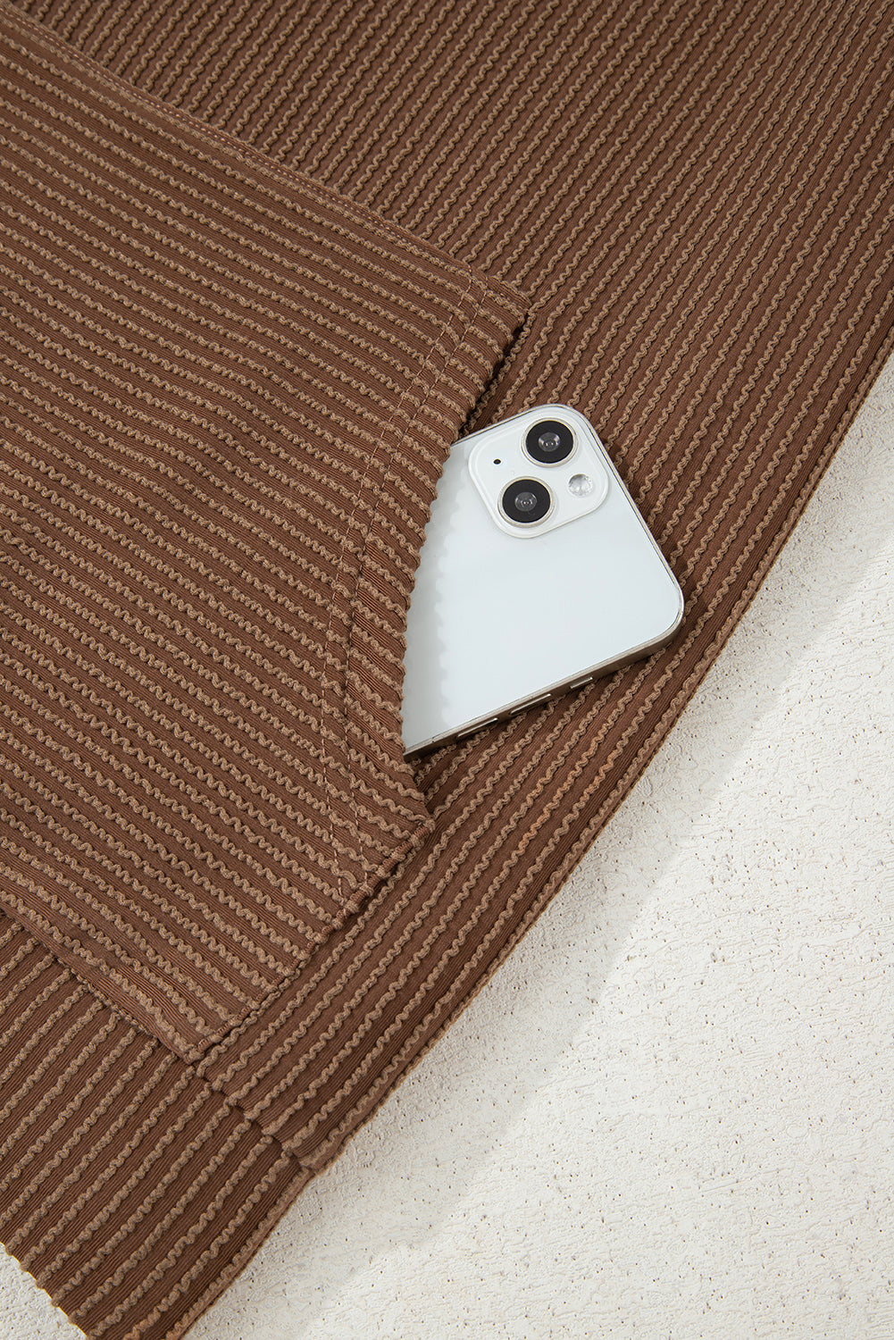 Twisted Rib Texture Solid Hoodie