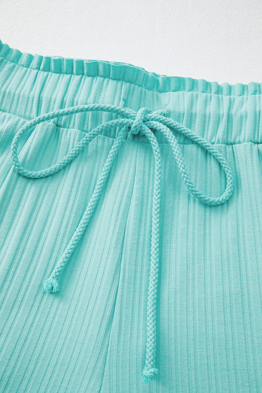 Ribbed Button V Neck Tank Top and Shorts Set