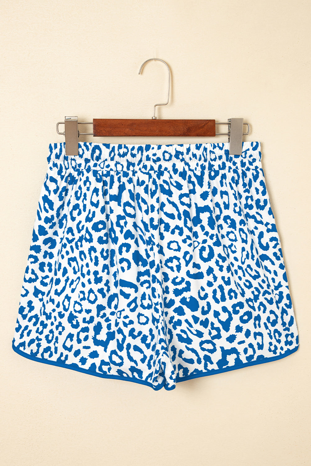 Leopard Elastic Waist Lace up Contrast Trim Casual Shorts