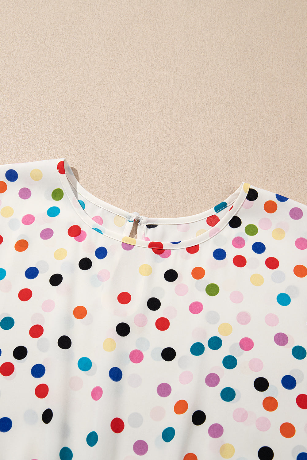 Colorful Polka Dot Print Short Sleeve Ruffled Plus Size Babydoll Blouse