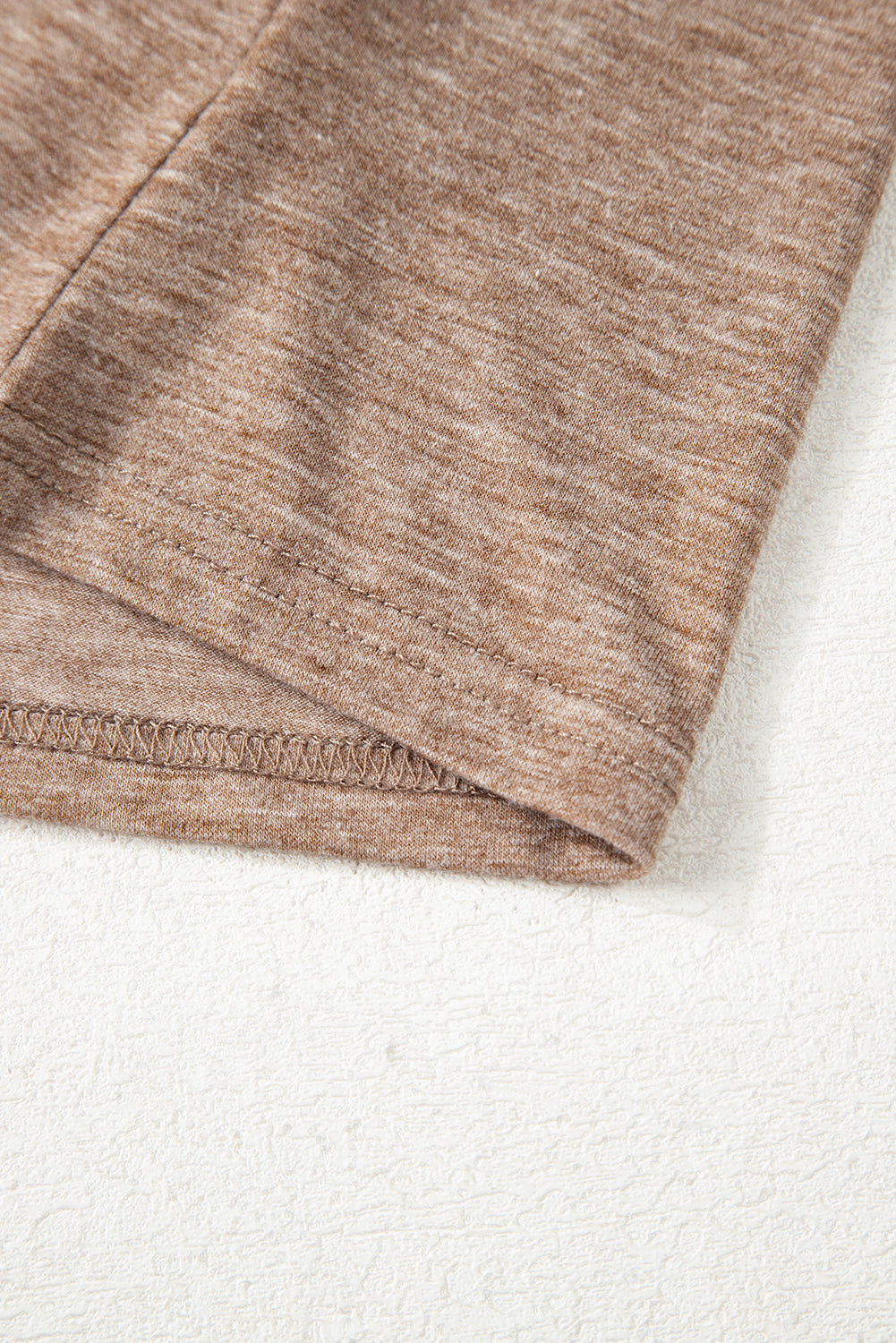 Solid Colour V-Neck Double Layer Sleeve Loose T-Shirt
