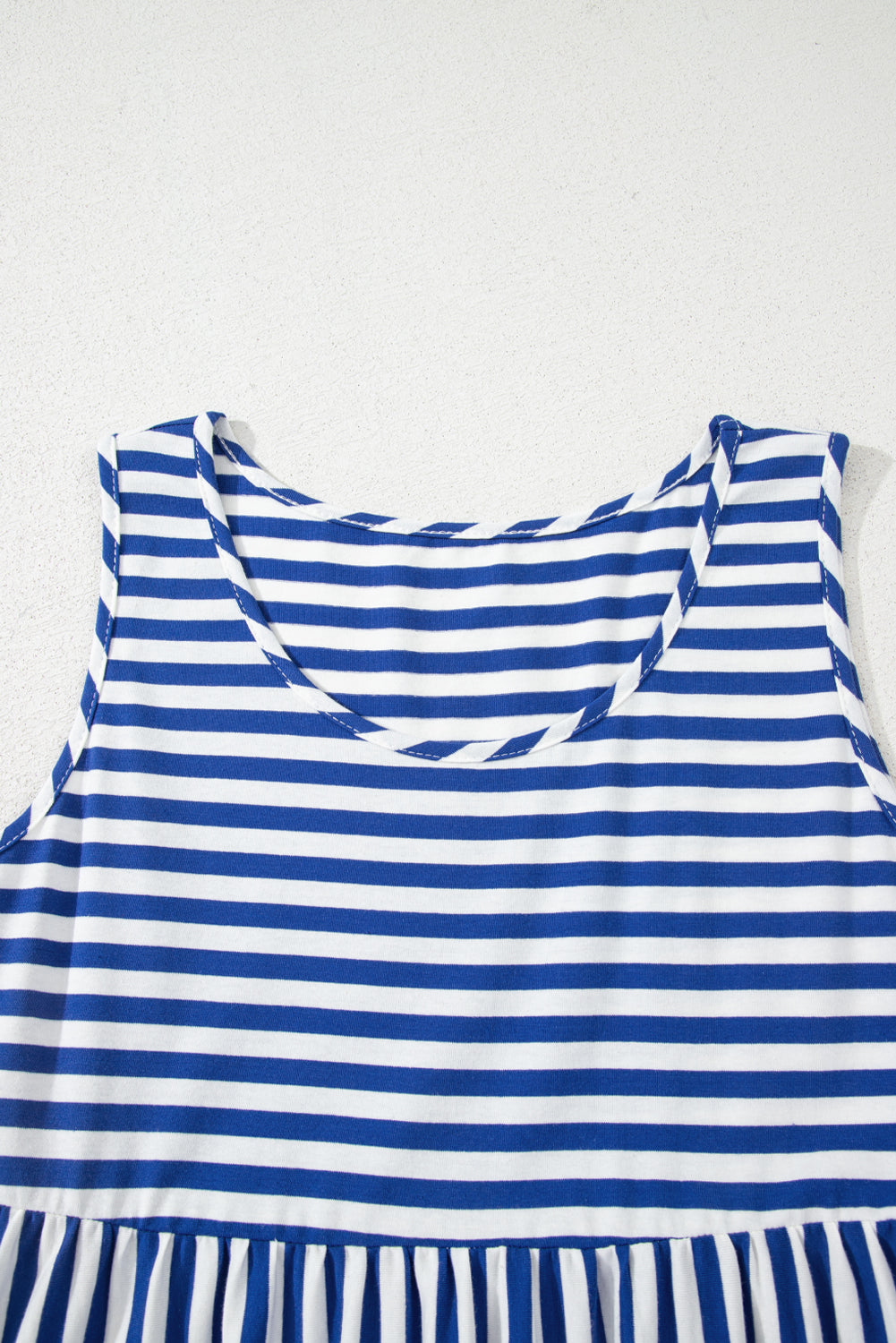Stripe U Neck Sleeveless Loose Fit Mini Dress