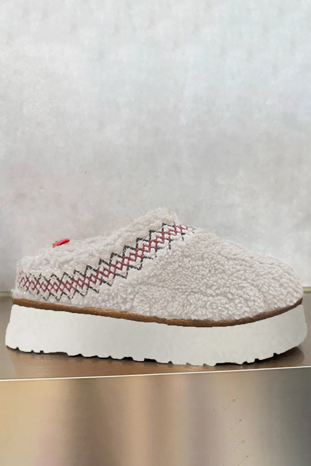 Embroidered Sherpa Plush Thick Sole Snow Boots