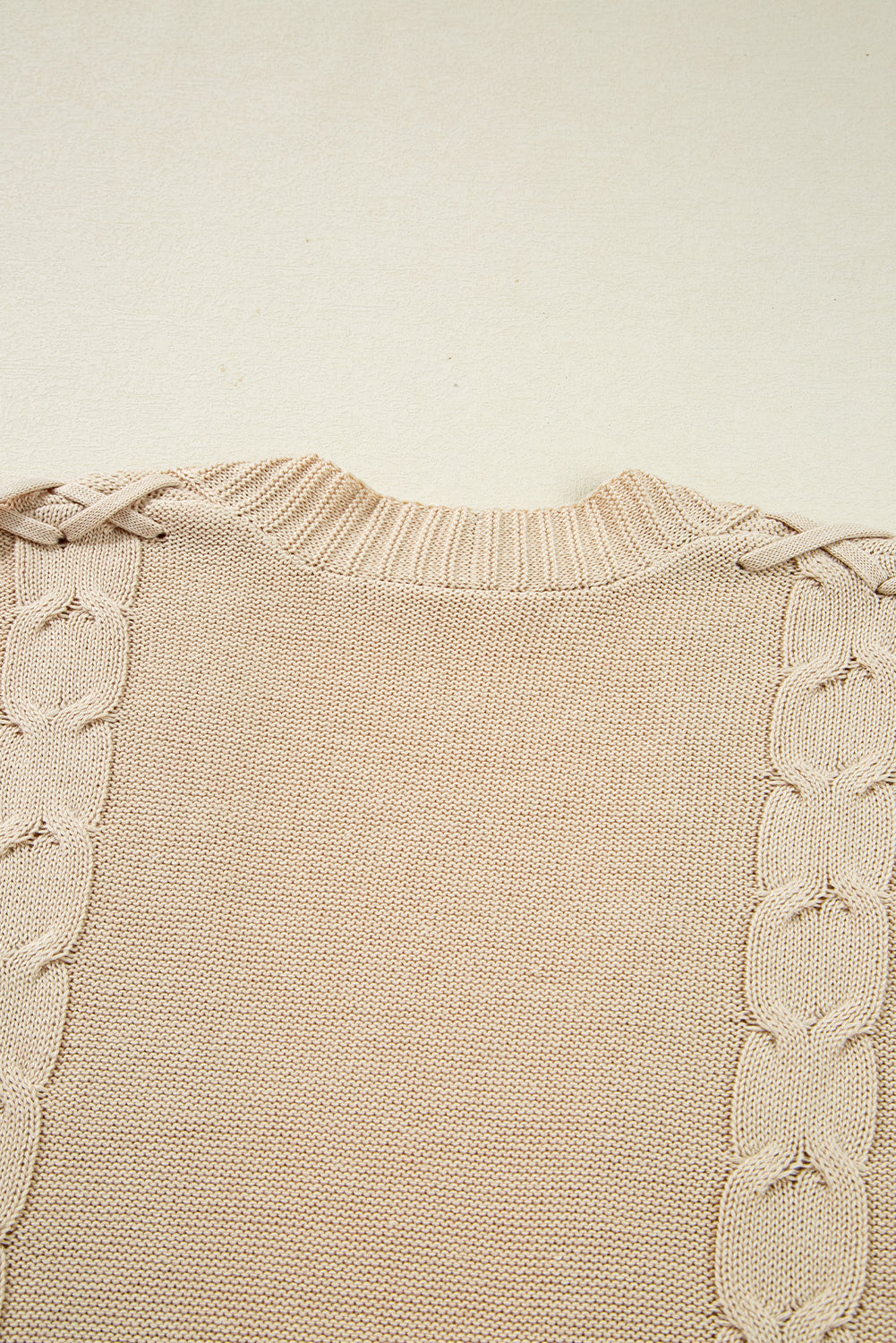 Cable Knit Braided Tie Sleeve Plus Size Open Cardigan