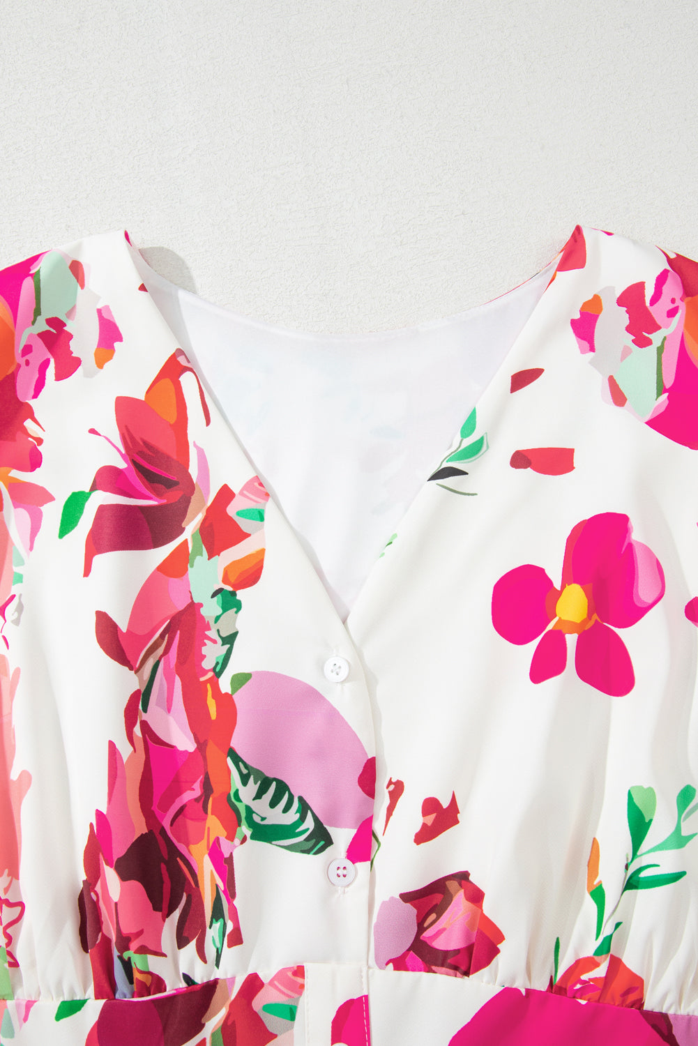Floral Print V Neck Ruffle Sleeve Plus Size Midi Dress