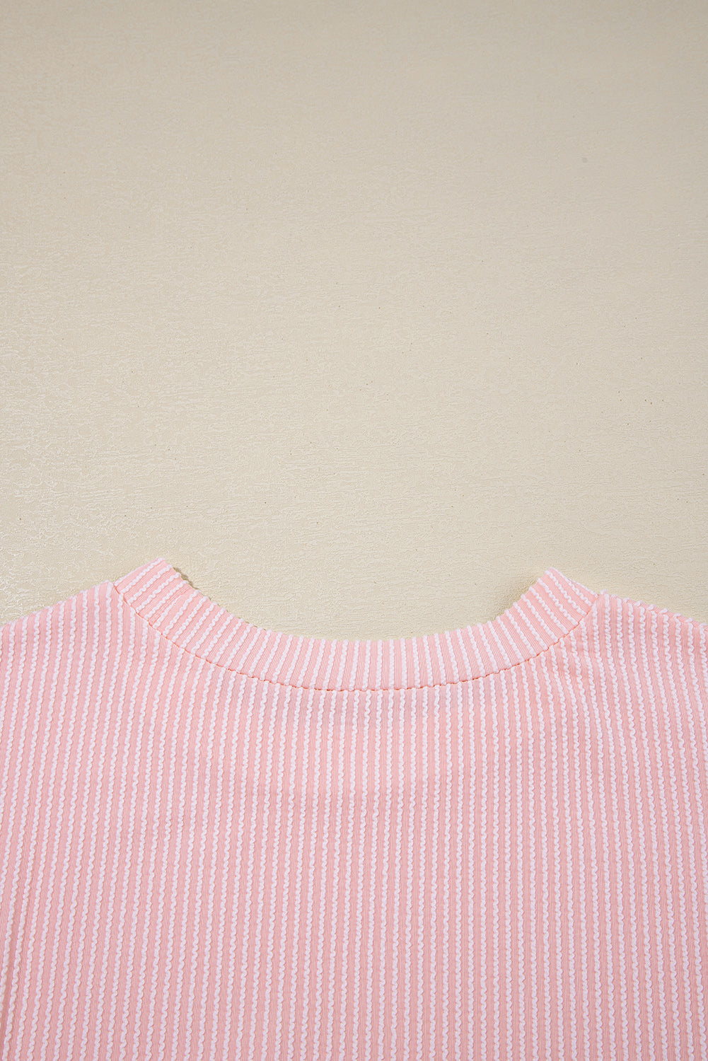 Corded Knit Color Block Pocketed Crew Neck T Shirt