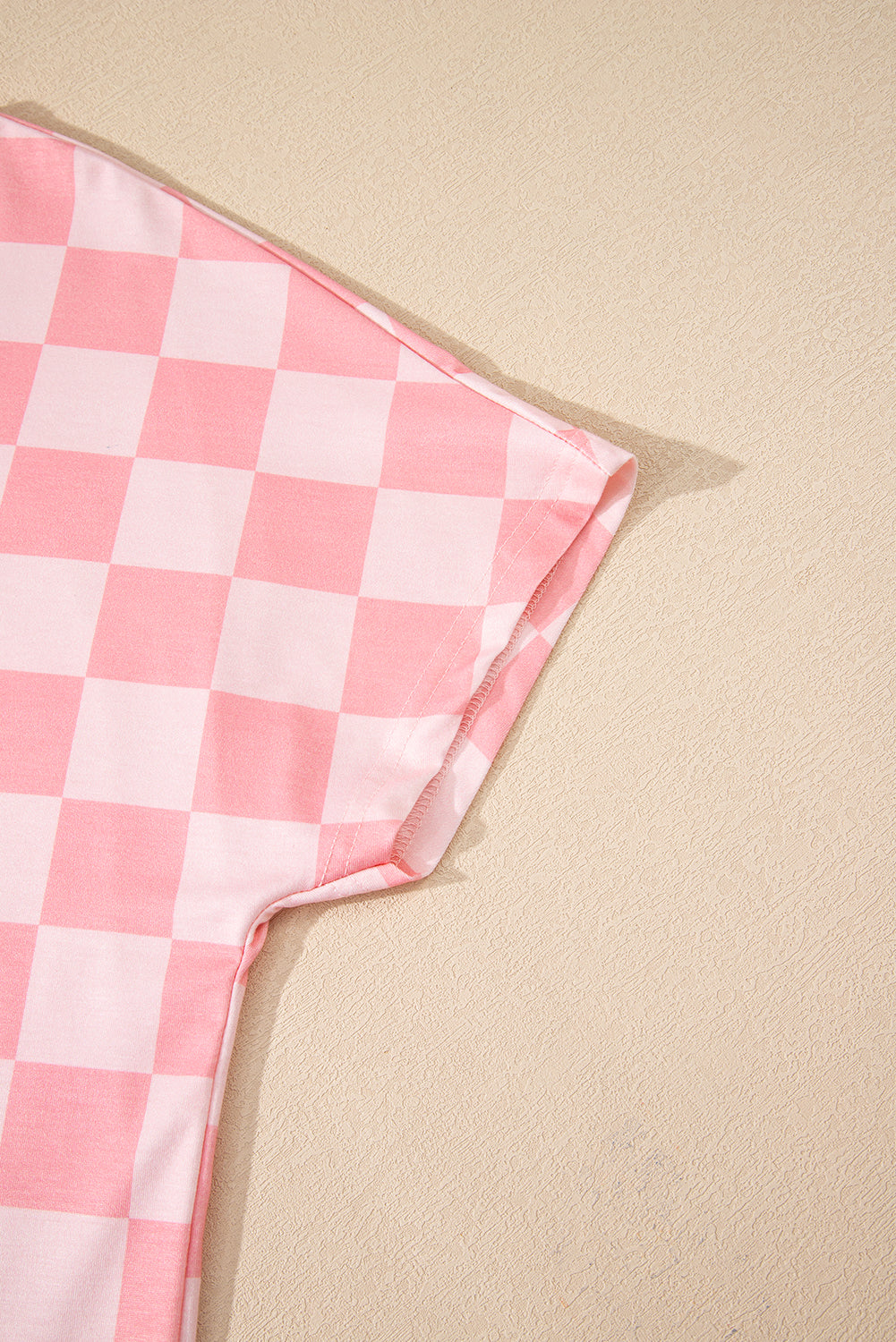 Checkered V Neck Tee Drawstring Shorts Lounge Set