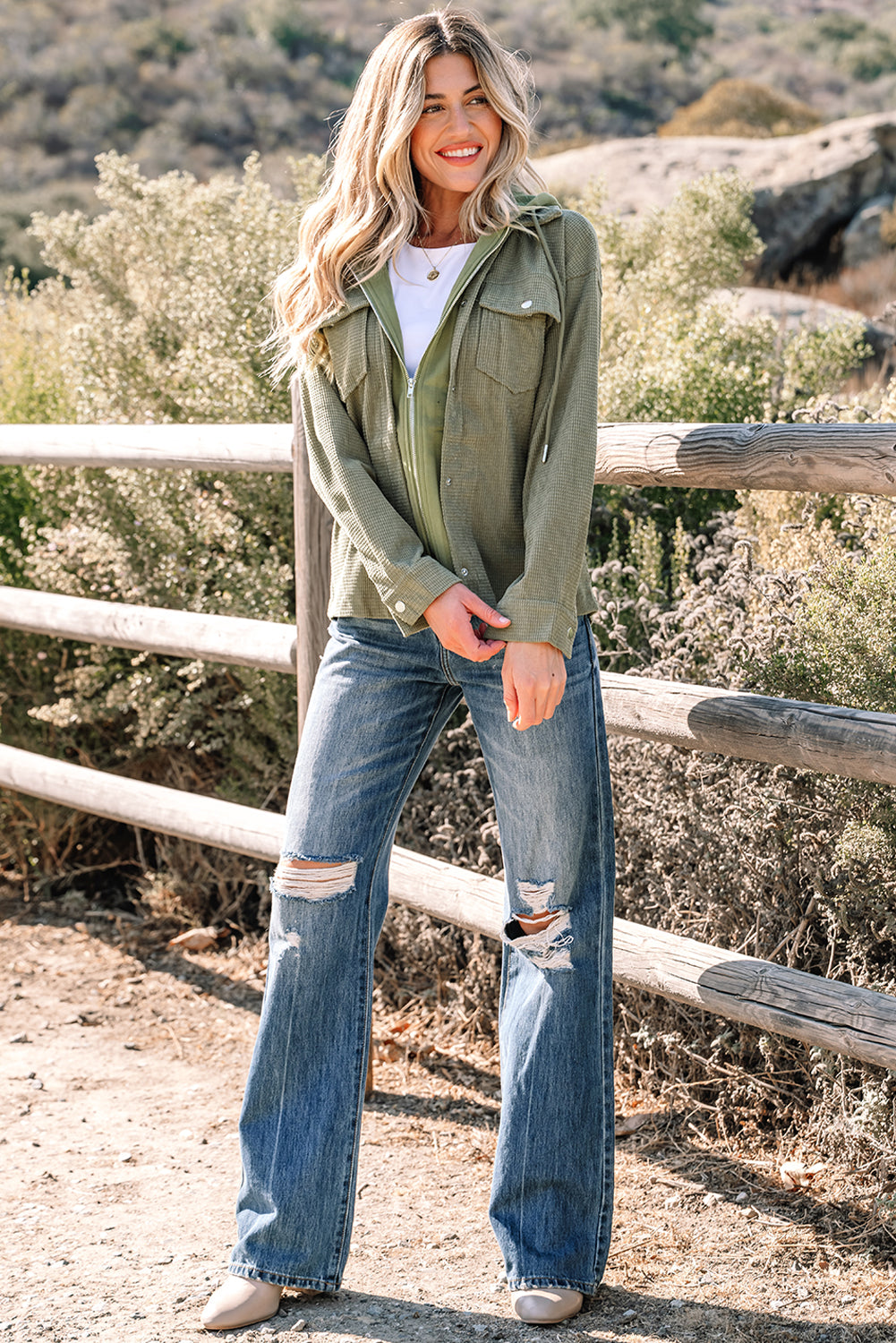 2 in 1 Thermal Knit Textured Hooded Jacket