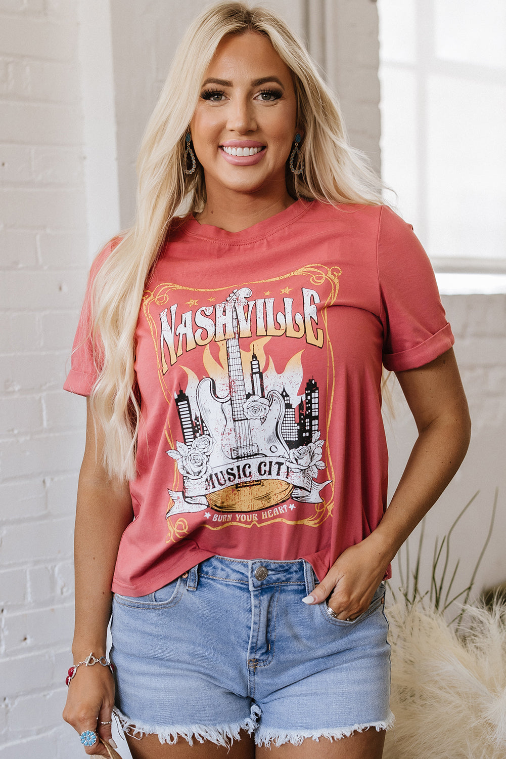 Nashville Music City Graphic Retro Fashion Tee