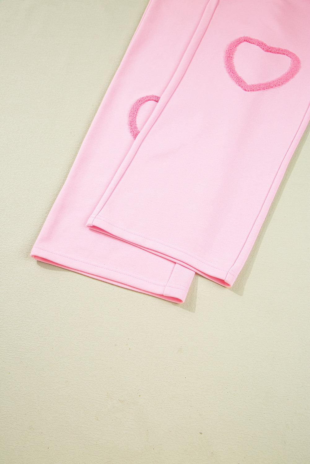 Chenille Heart Pattern Casual 2pcs Pants Set