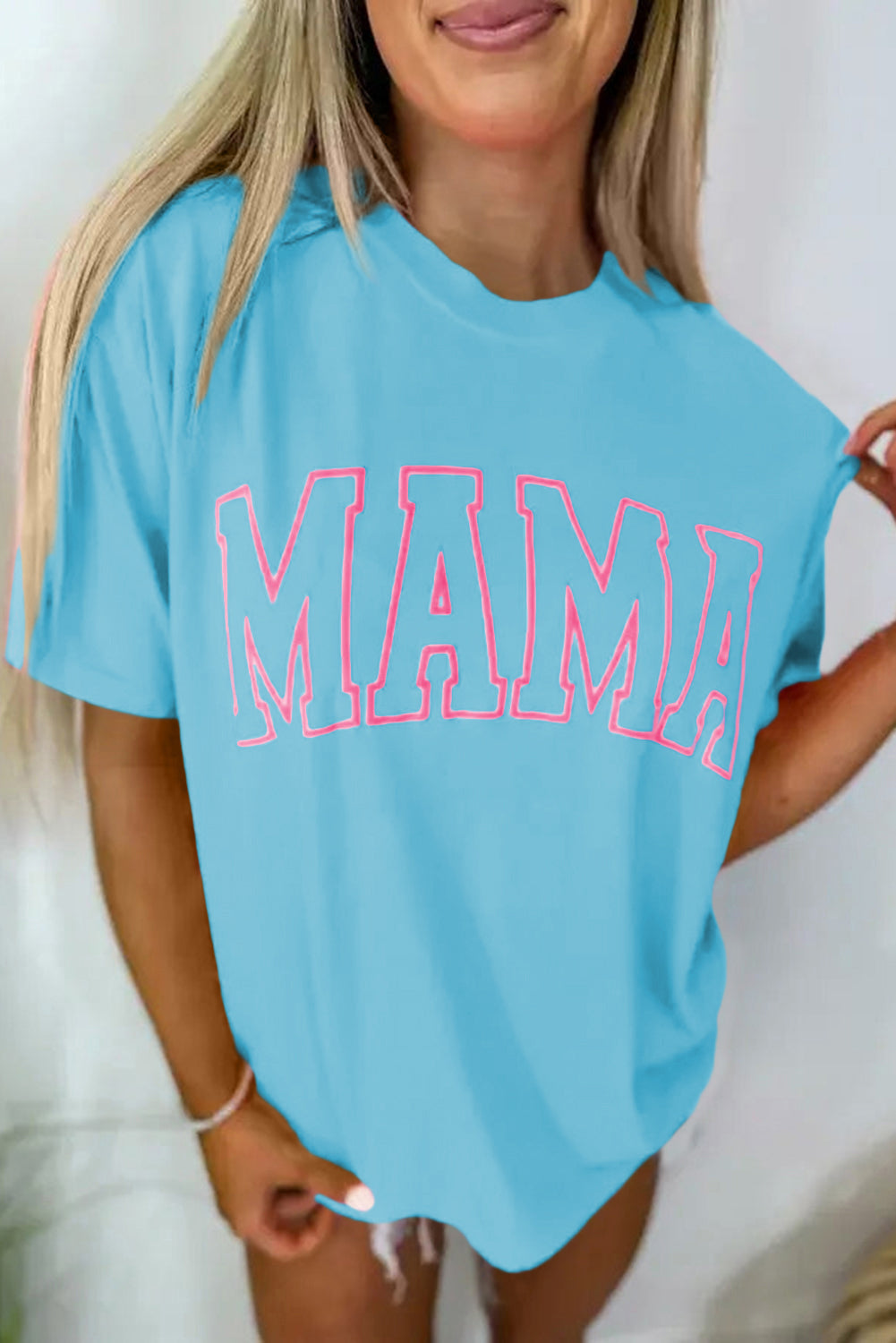 MAMA Letter Graphic Neon T Shirt