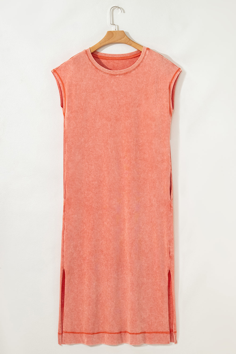 Mineral Wash Pocketed T-shirt Long Dress