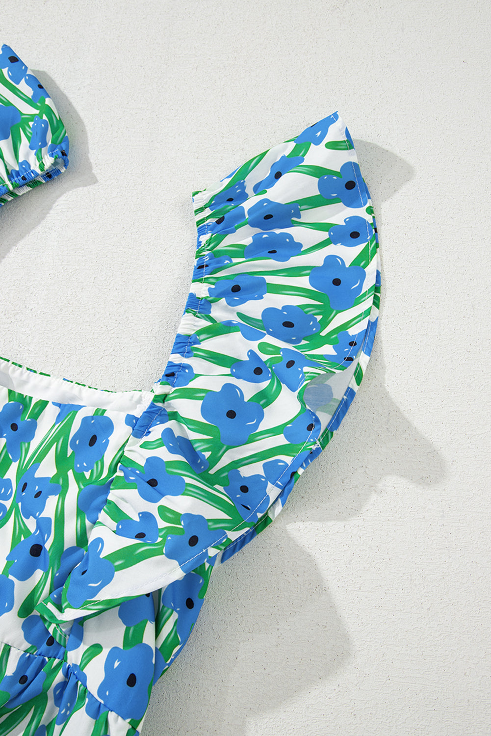 Floral Print Square Neck Ruffled Strap Maxi Dress