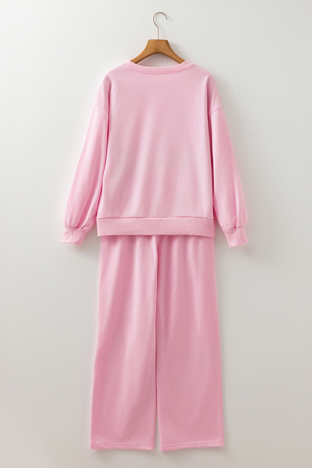 Chenille Heart Pattern Casual 2pcs Pants Set