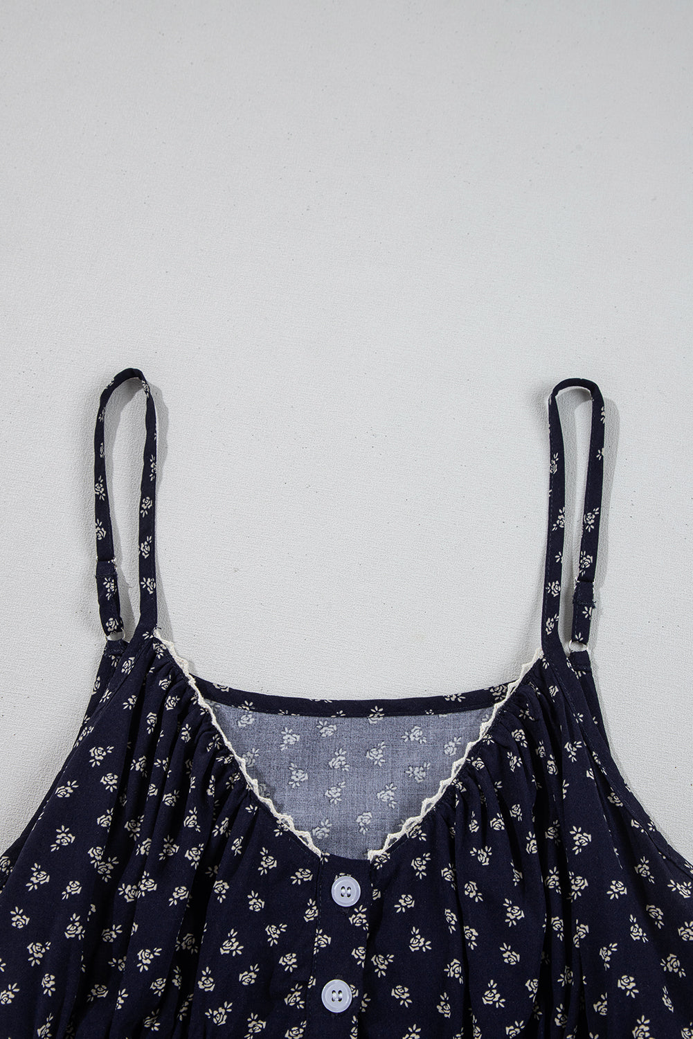 Floral Print Spaghetti Strap Buttoned V Neck Tank Top