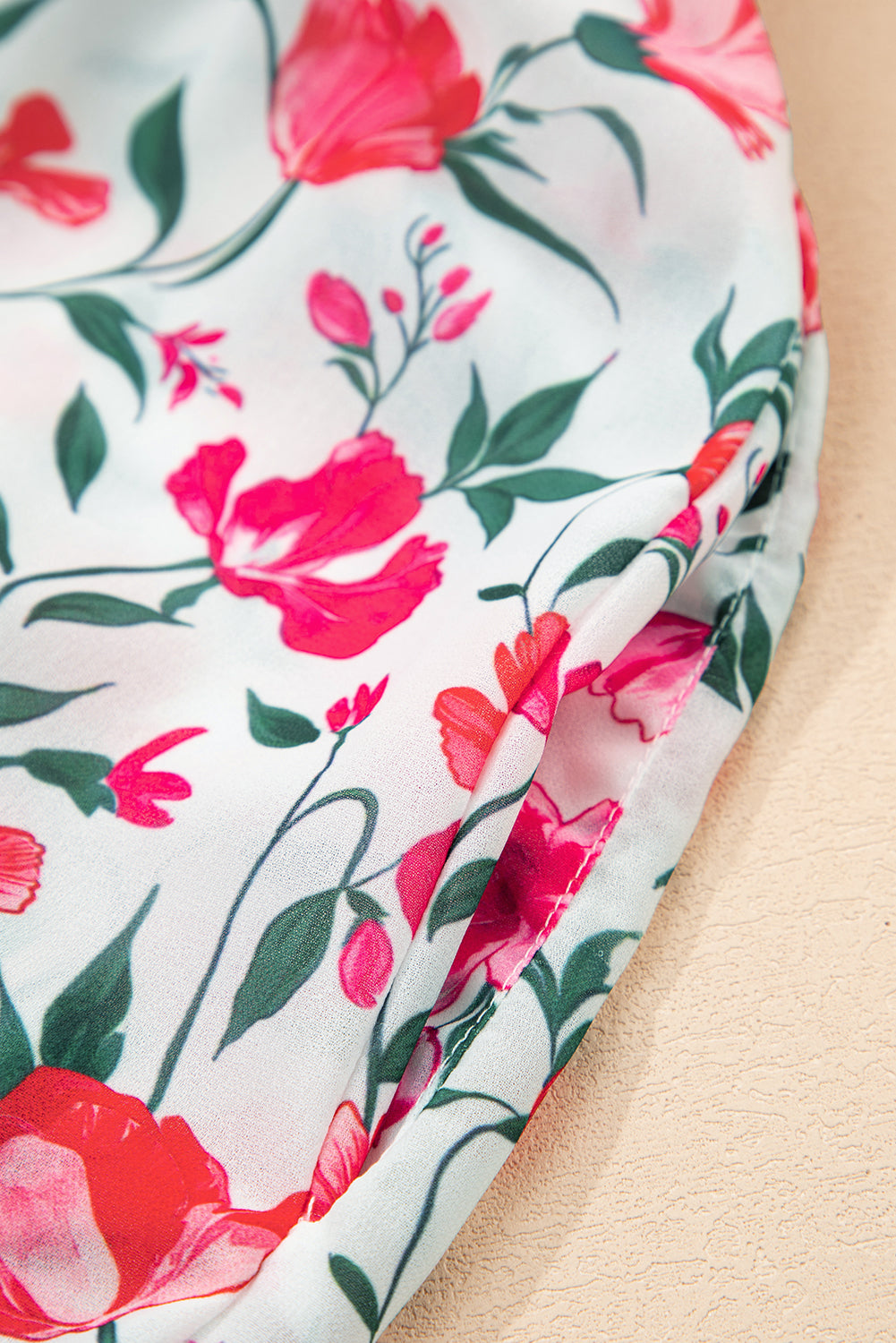 Floral Puff Sleeve Square Neck Empire Waist Tiered Maxi Dress