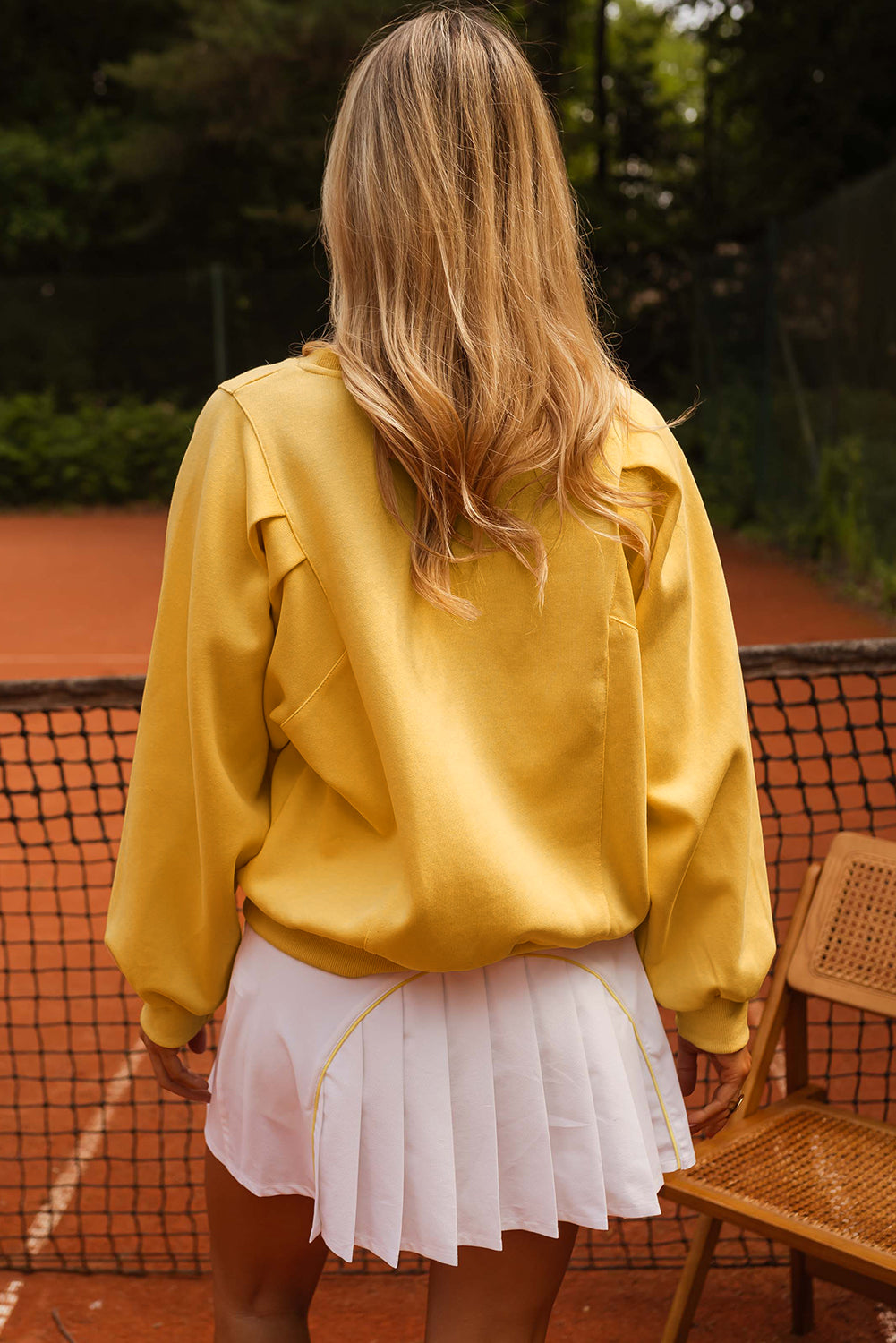 Pleated Balloon Sleeve Pullover Solid Sweatshirt