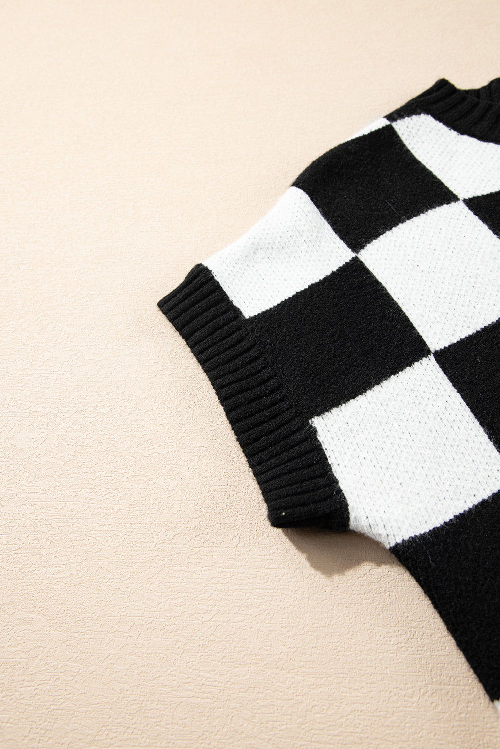 Colorblock Plaid Pattern Ribbed Trim Sweater Tank Top